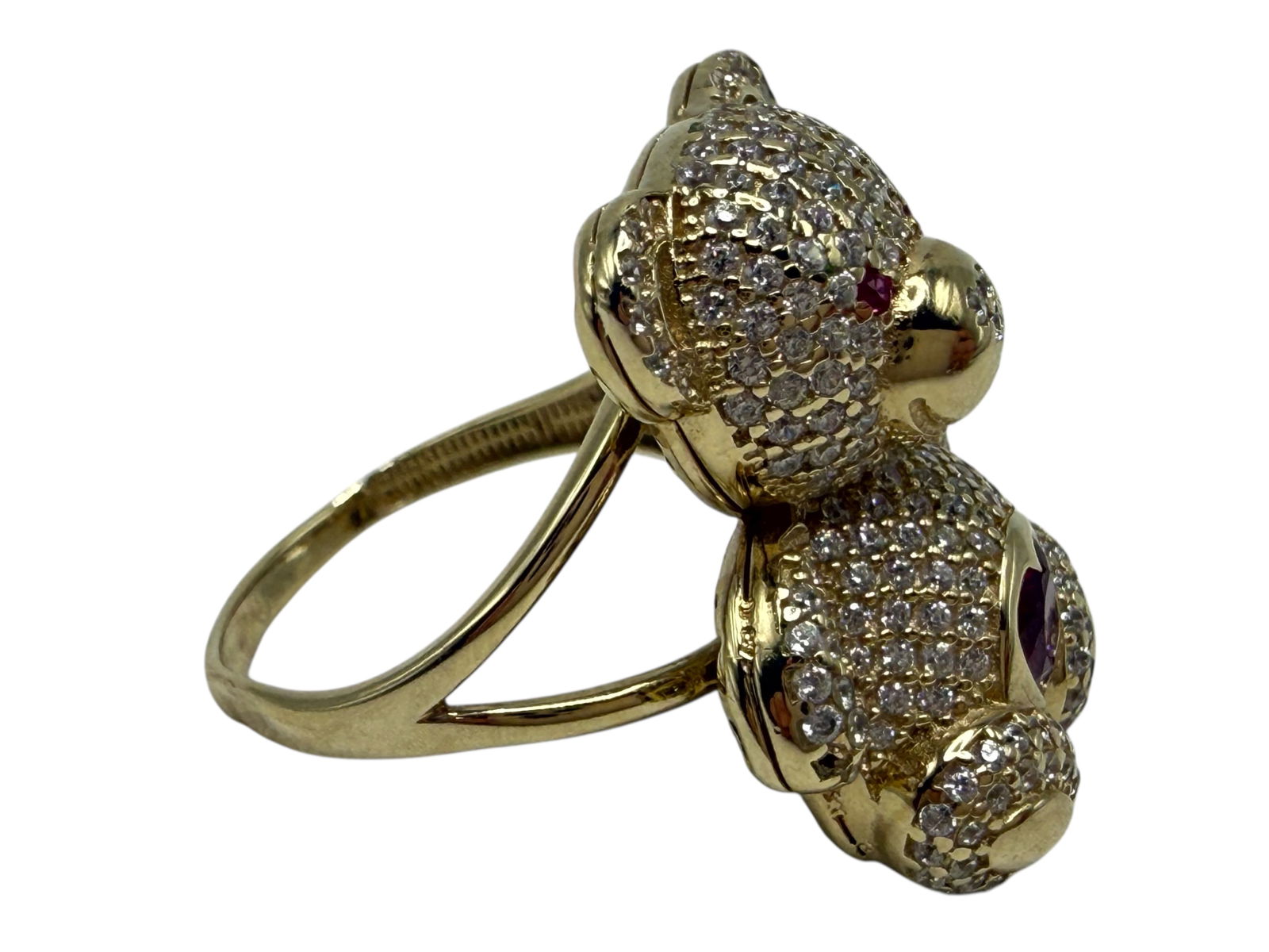 A Gold, Diamond, and Ruby Bear-Form Ring - 3