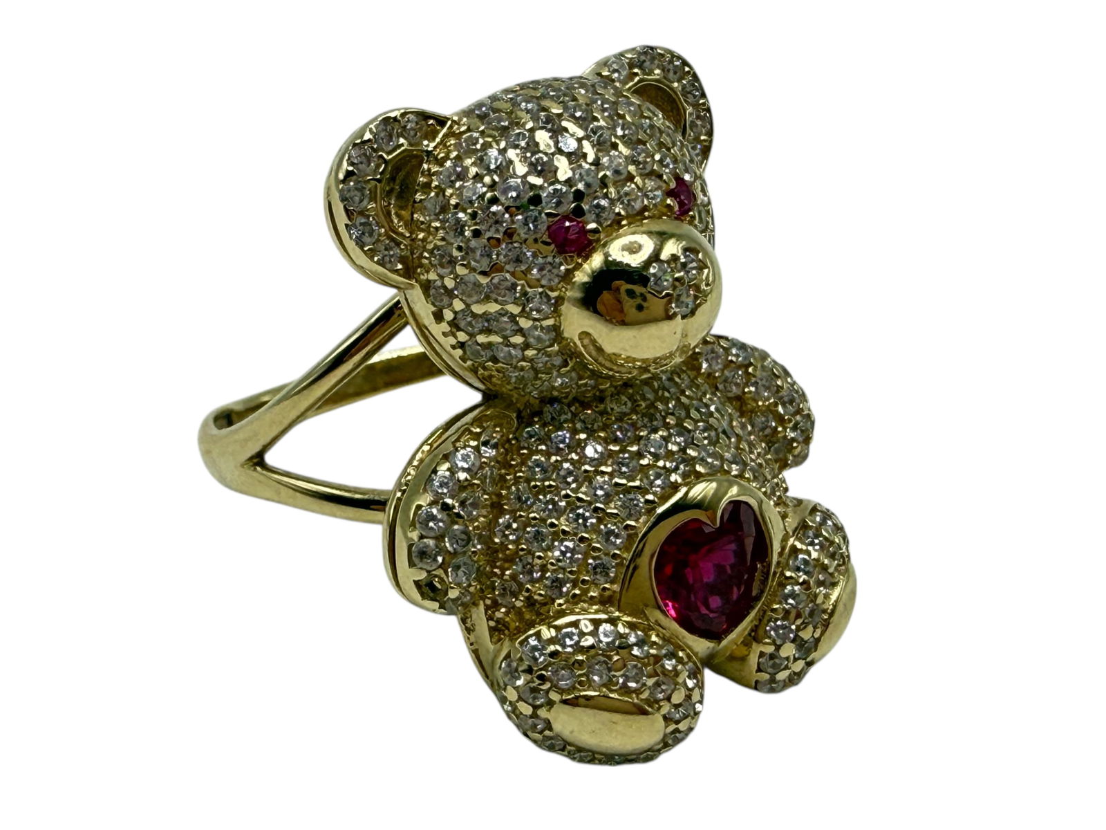 A Gold, Diamond, and Ruby Bear-Form Ring - 4