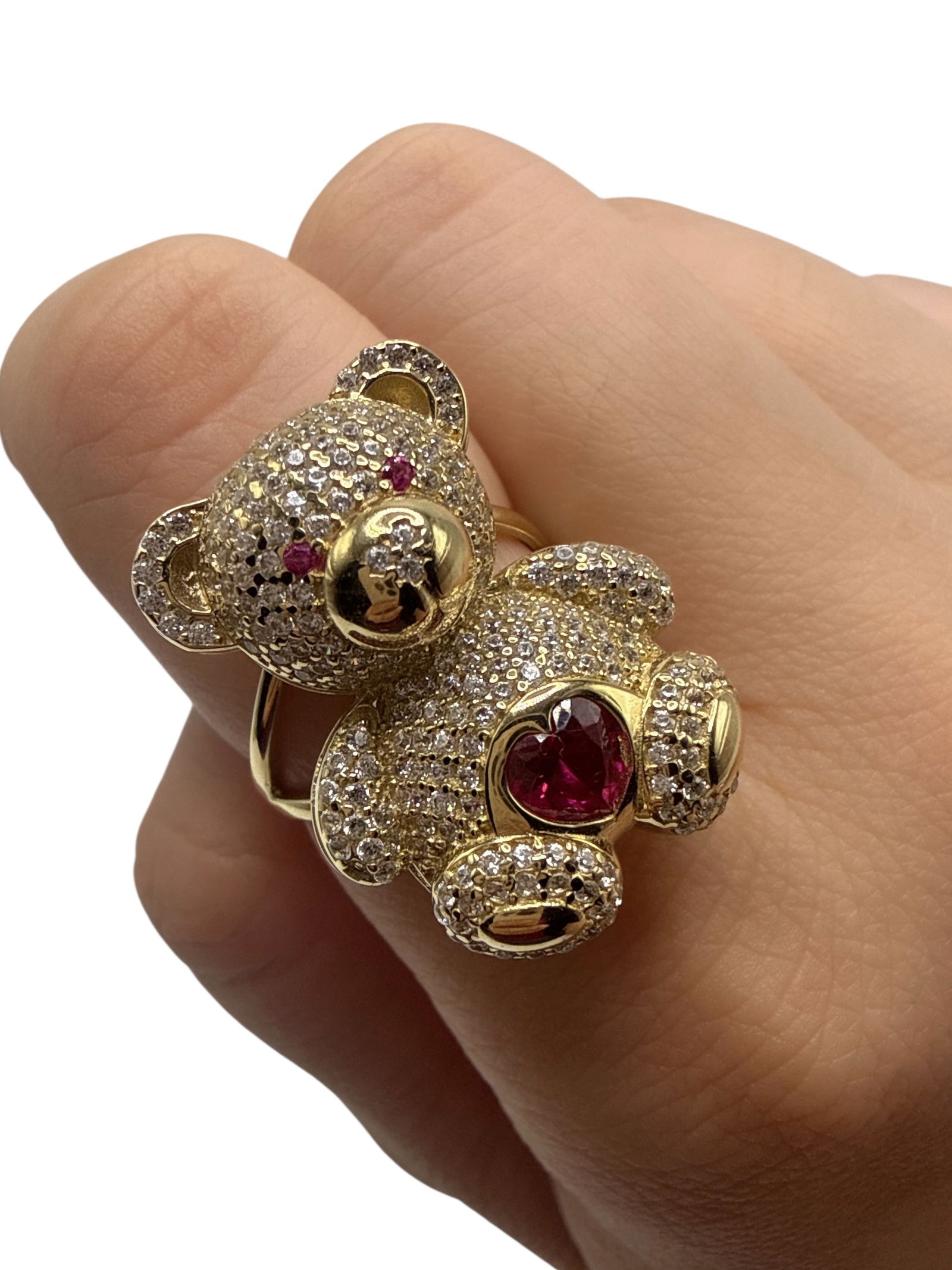 A Gold, Diamond, and Ruby Bear-Form Ring - 5