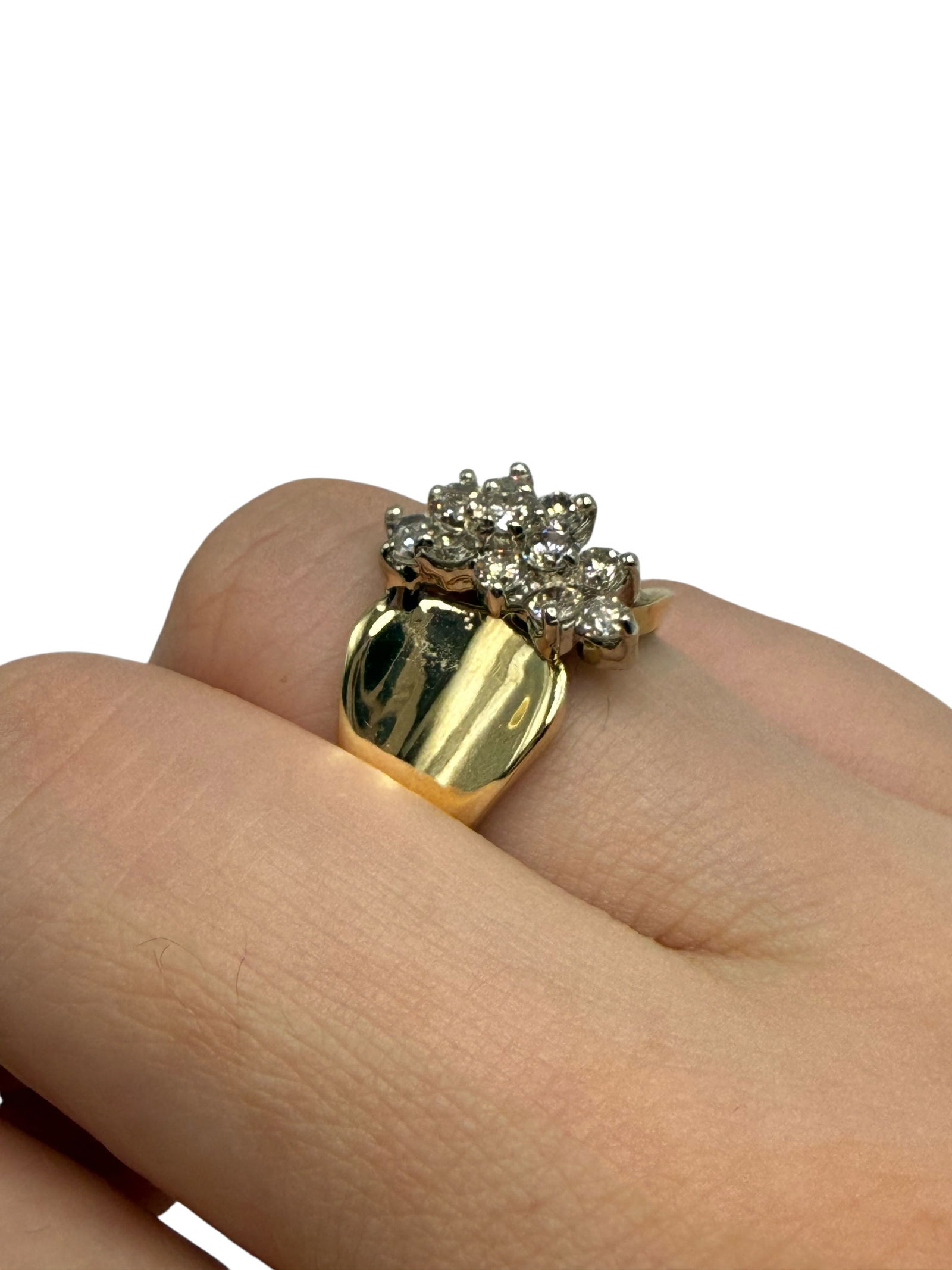 14K Gold Diamond Cluster Ring - 6