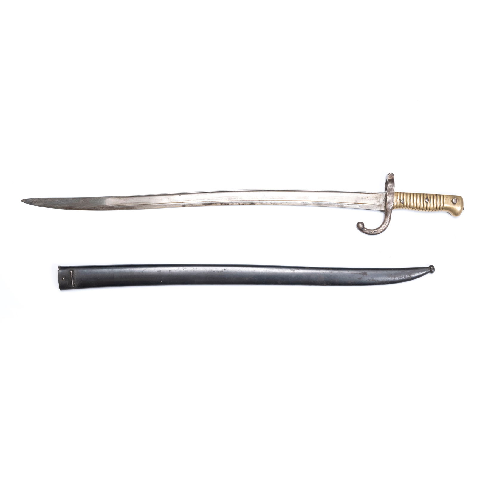 A European Brass-Hilted Yataghan Bayonet with Stee (1 of 8)