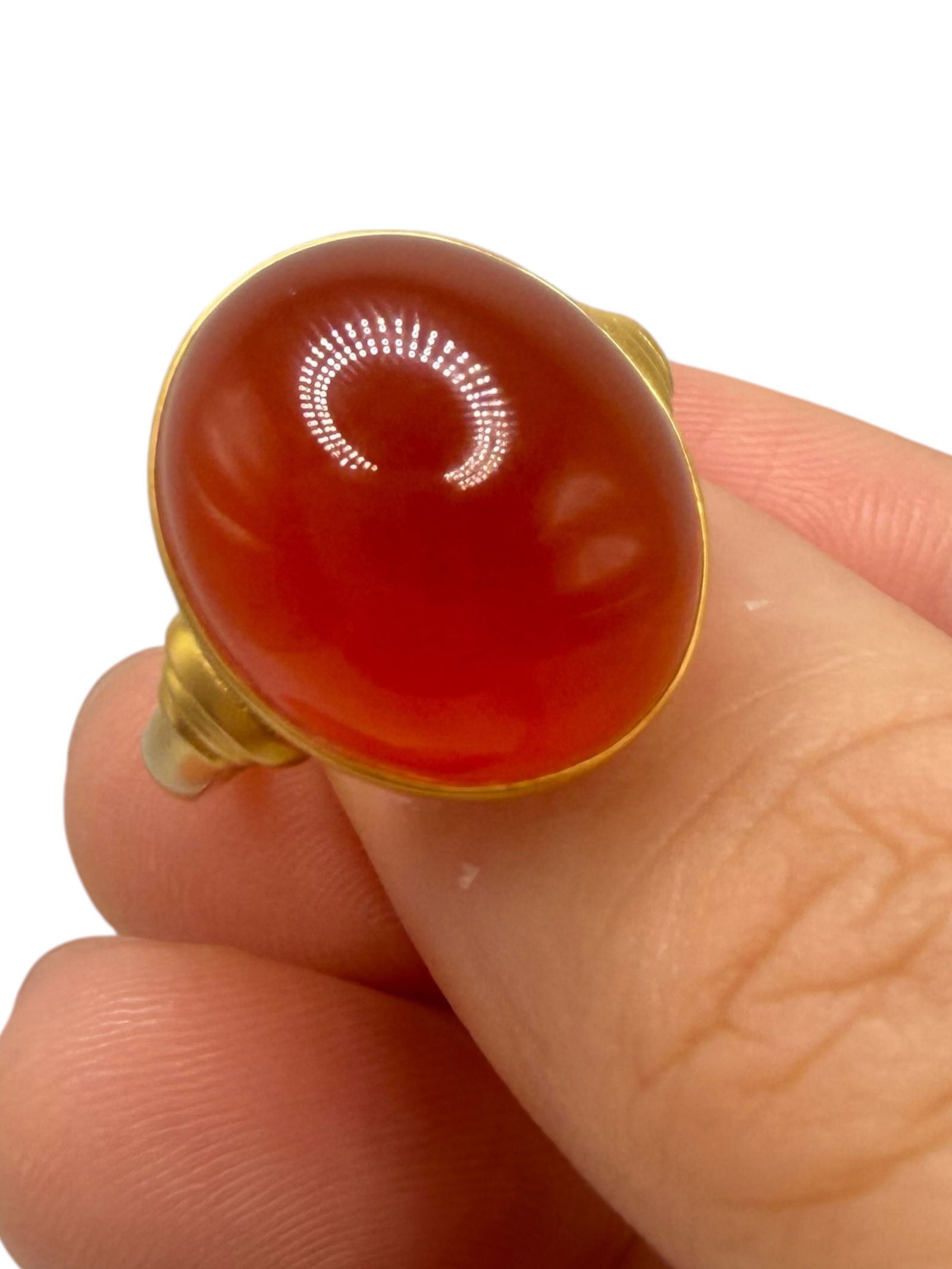 18K Gold Amber Ring - 2