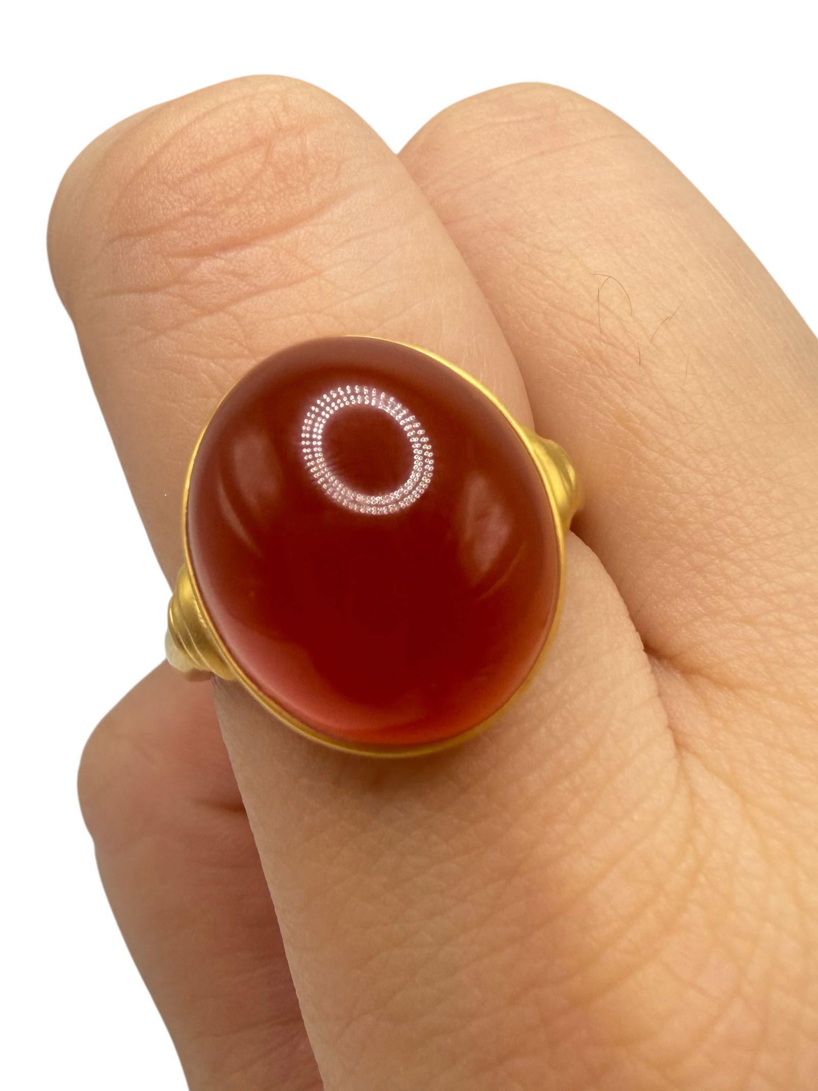 18K Gold Amber Ring - 3