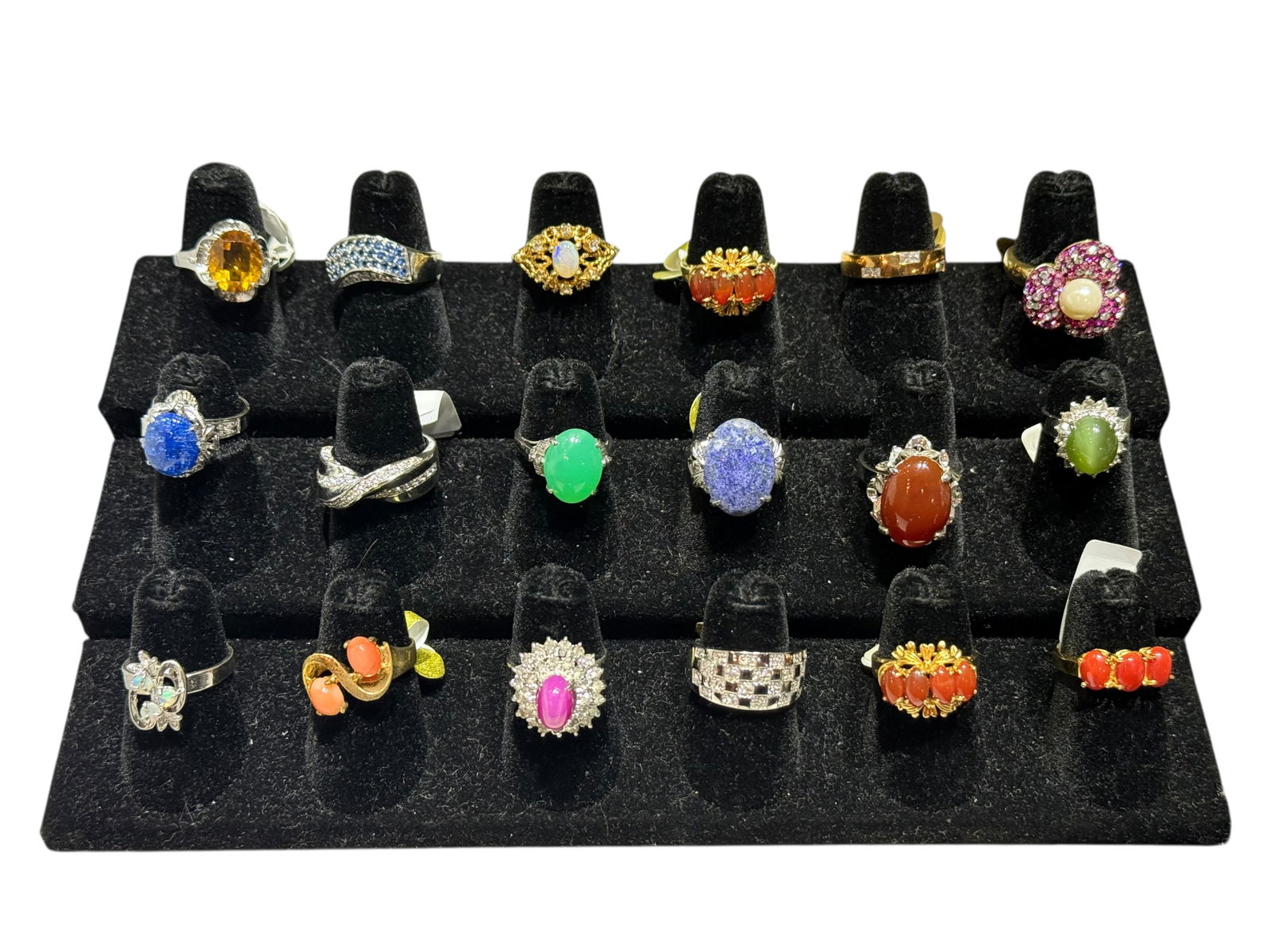 A Group of Gem-Set Gold and Silver Rings (1 of 9)