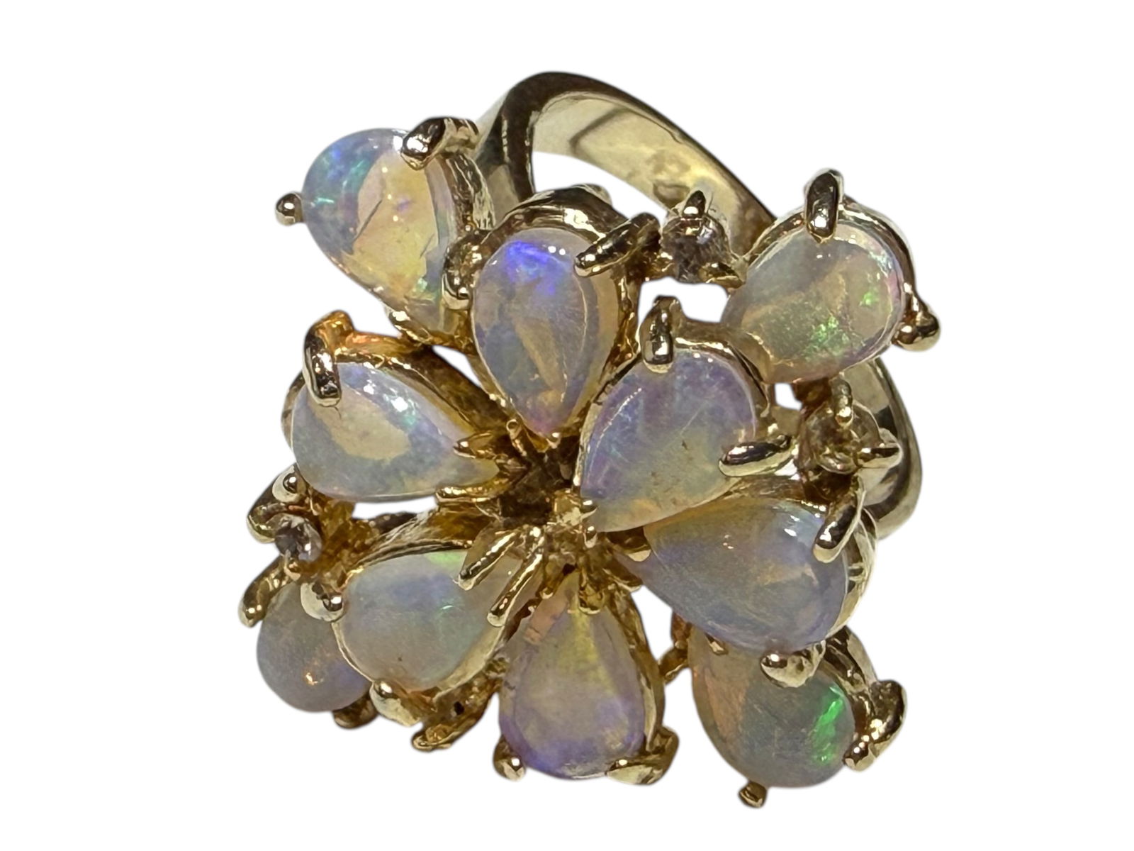 Vintage Gold Plate Natural Opal Ring,Floral: Vintage Gold Plate Natural Opal Ring,FloralVintage Gold Plate Natural Opal Ring,Floral