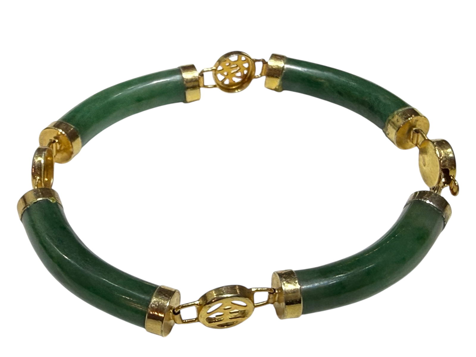 Green Jade Link Bracelet with Mounts - 2