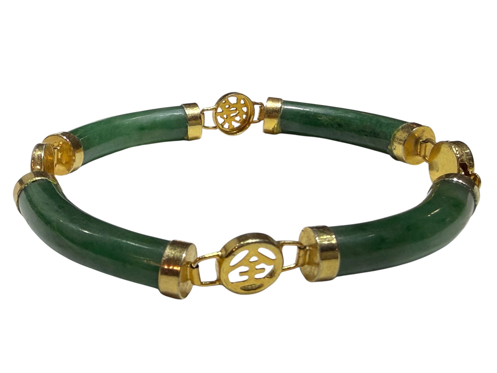 Green Jade Link Bracelet with Mounts - 3