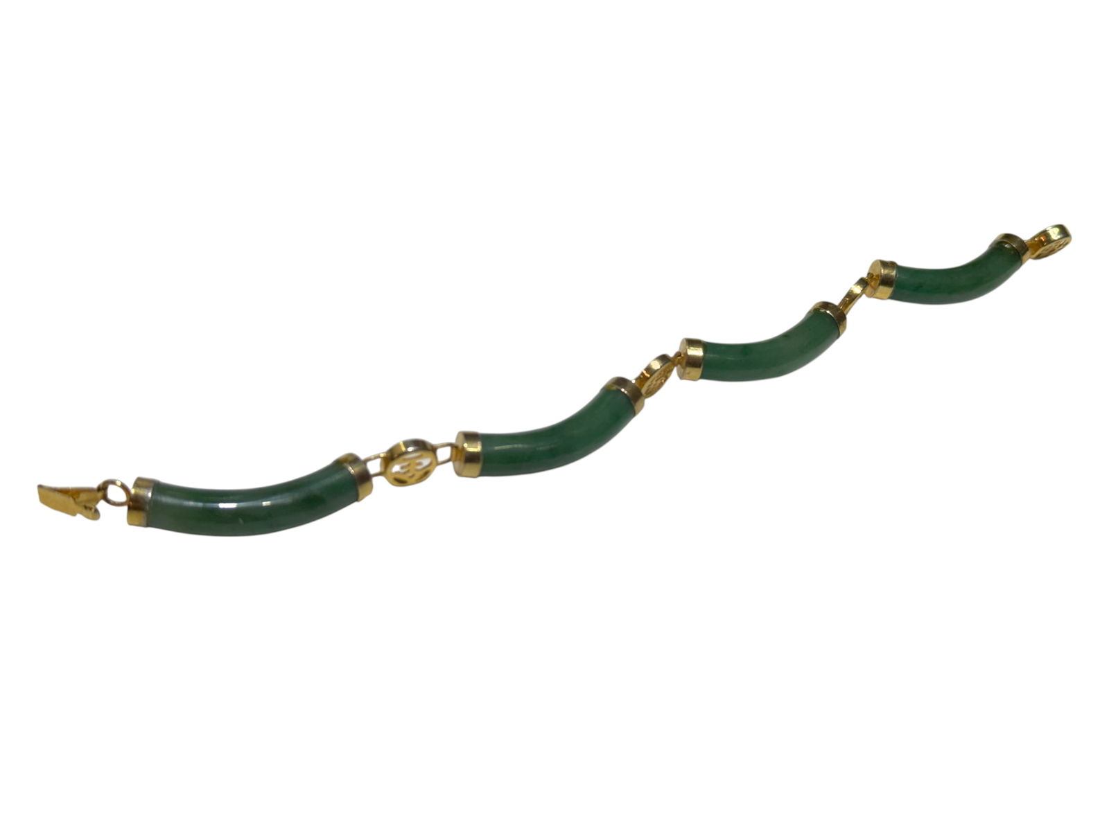 Green Jade Link Bracelet with Mounts - 8