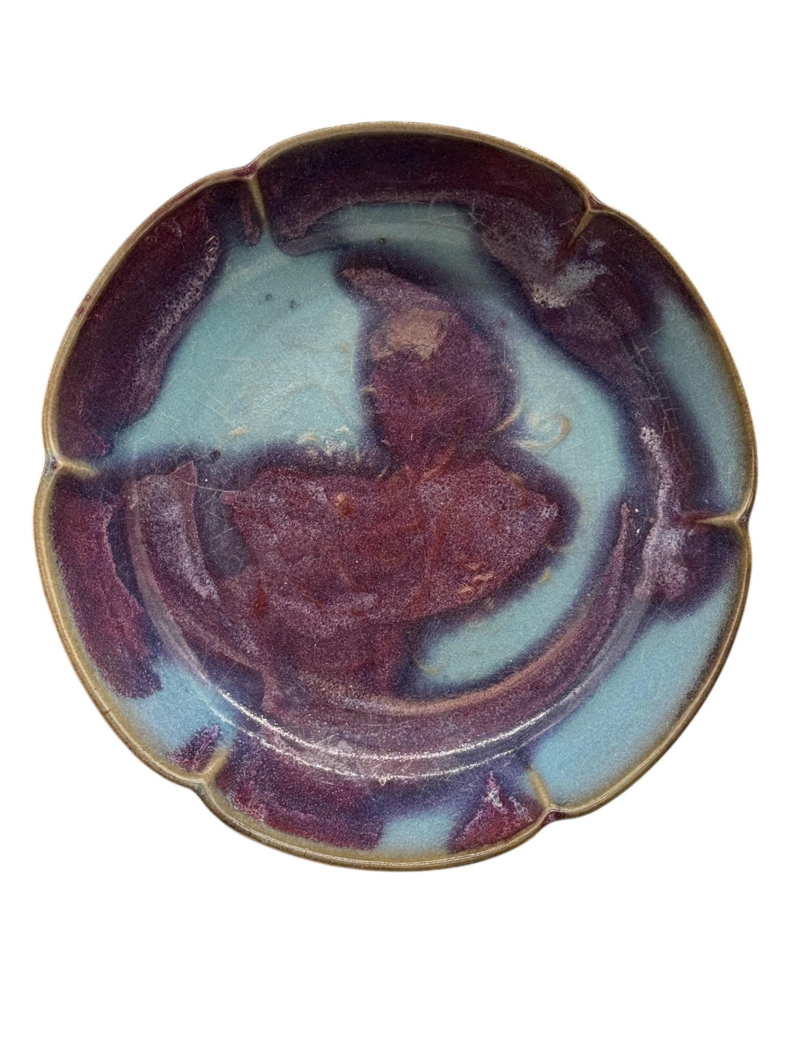 Chinese Jun Ware Style Flambe-Glazed Lobed Dish (1 of 8)