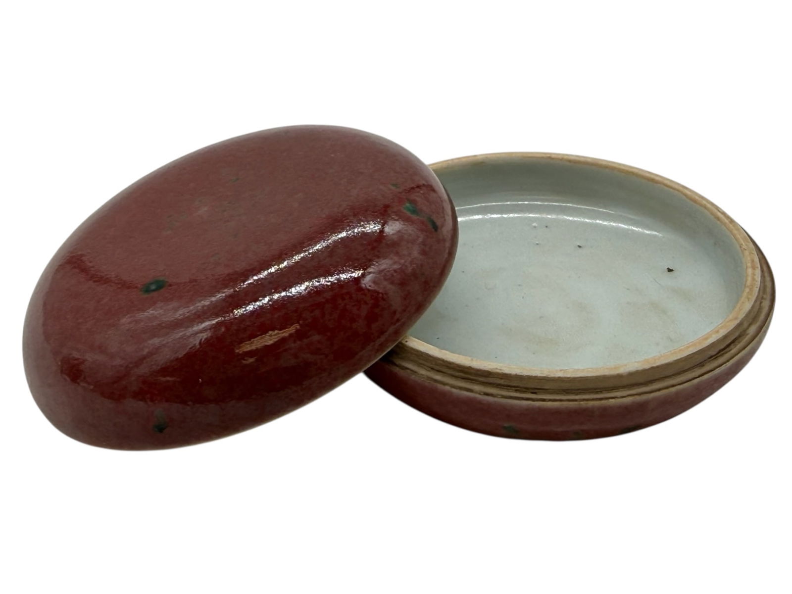 A Chinese Red-Glazed Covered Porcelain Paste Box - 2
