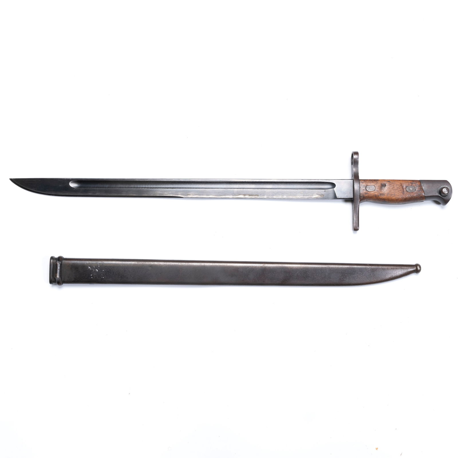 German WWII Bayonet with Walnut Grip and Steel Sca (1 of 7)