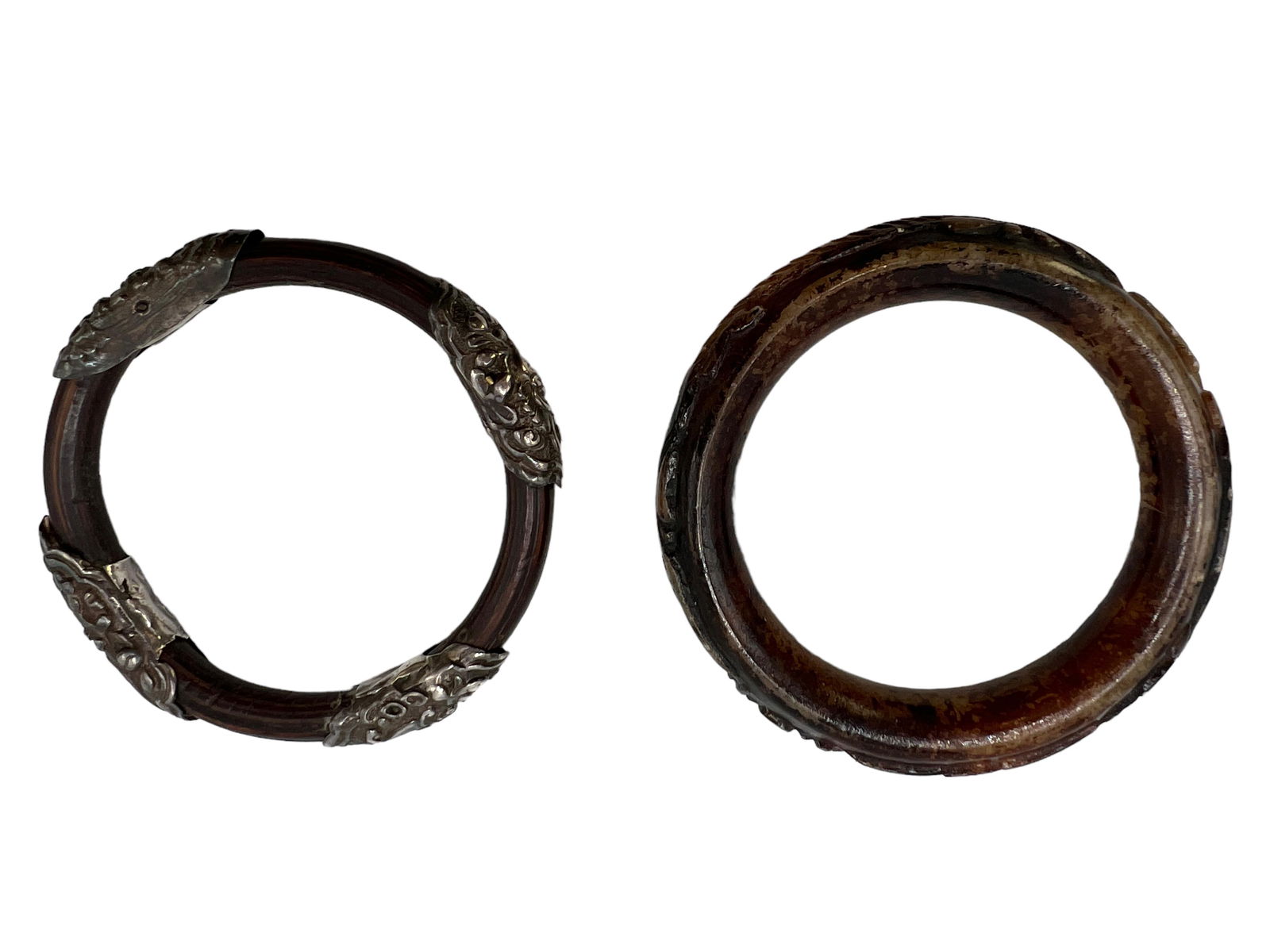 Jade and Silver Wood Bangles - 2