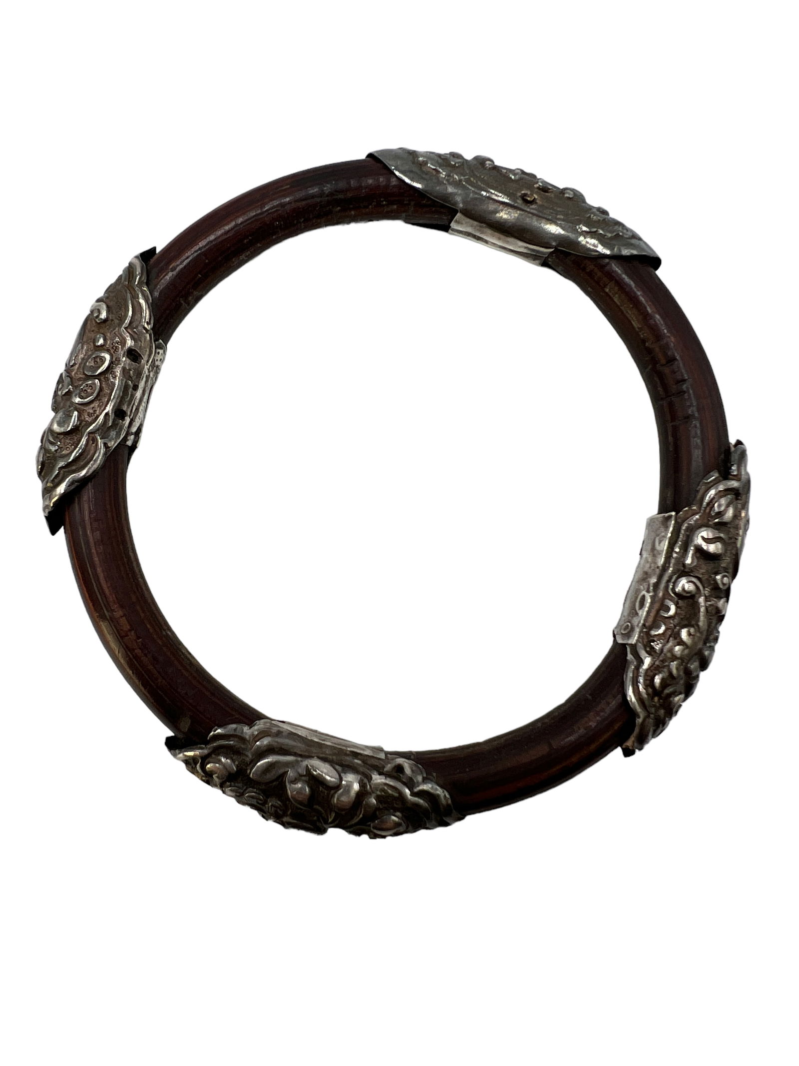 Jade and Silver Wood Bangles - 6