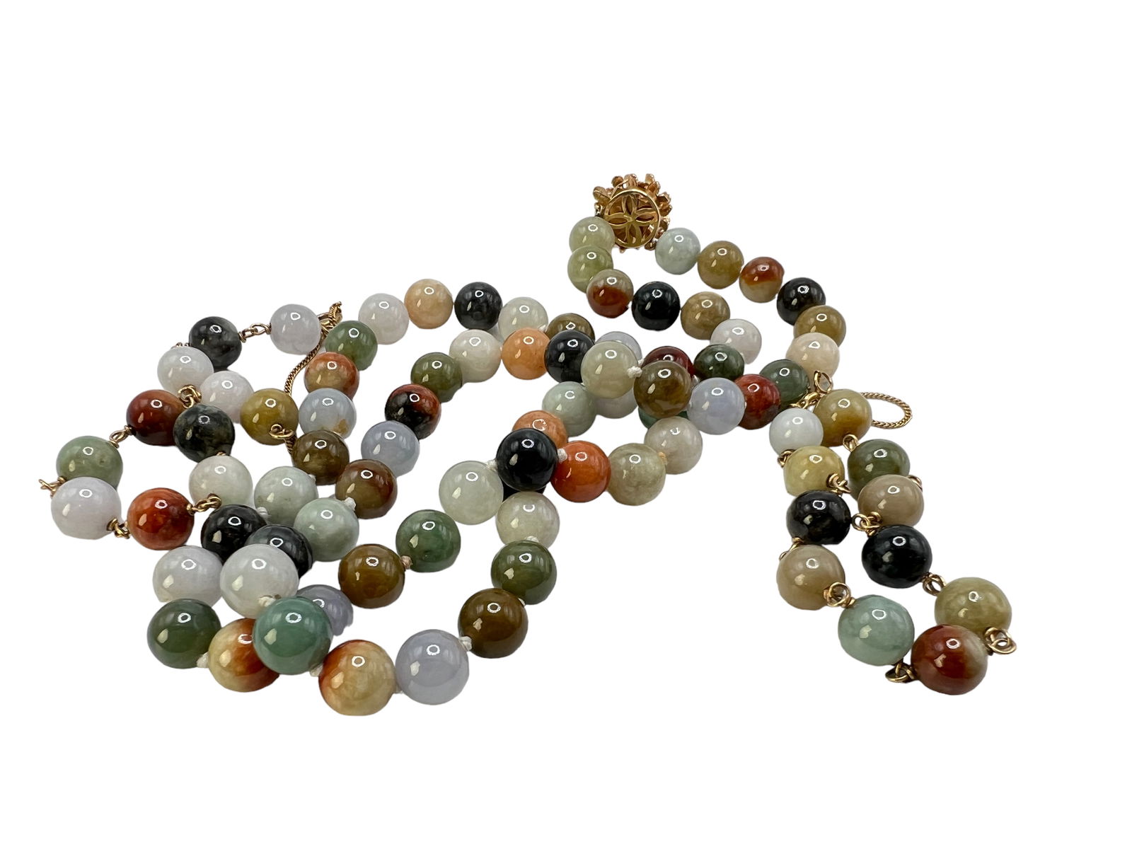 Chinese Multicolor Jade Necklace with 2 Bracelets - 6