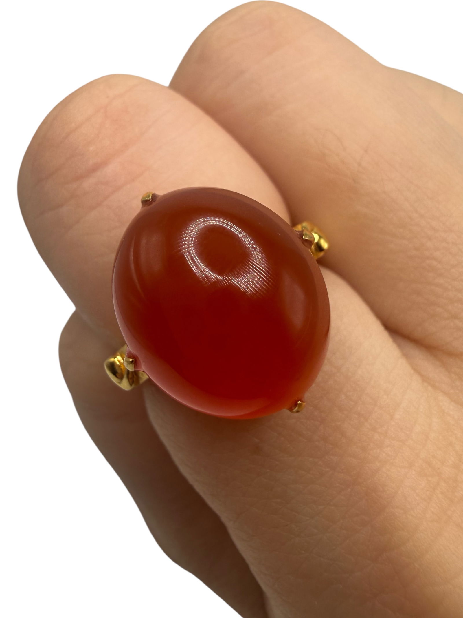 18K Gold Amber Ring - 2