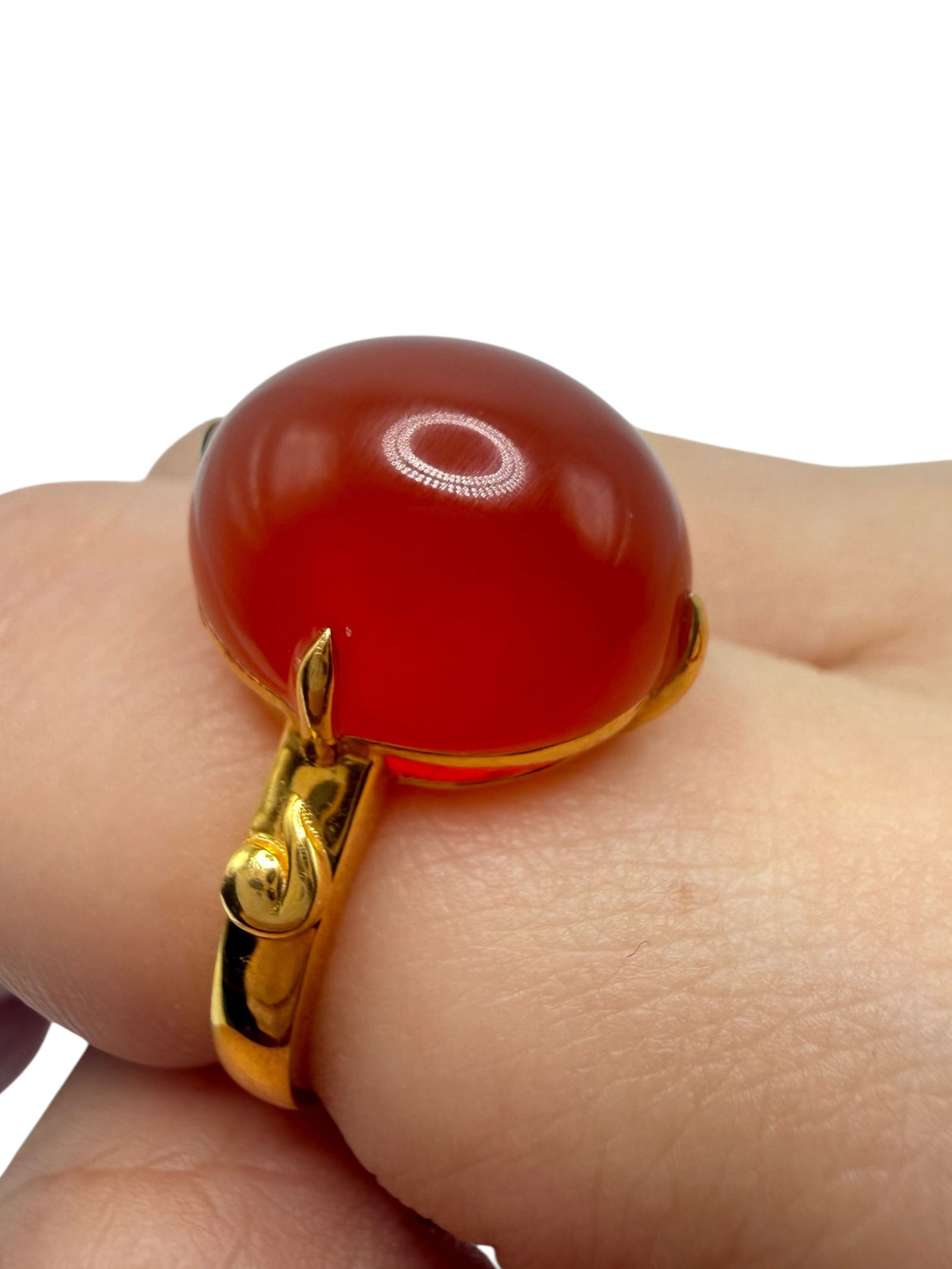 18K Gold Amber Ring - 3