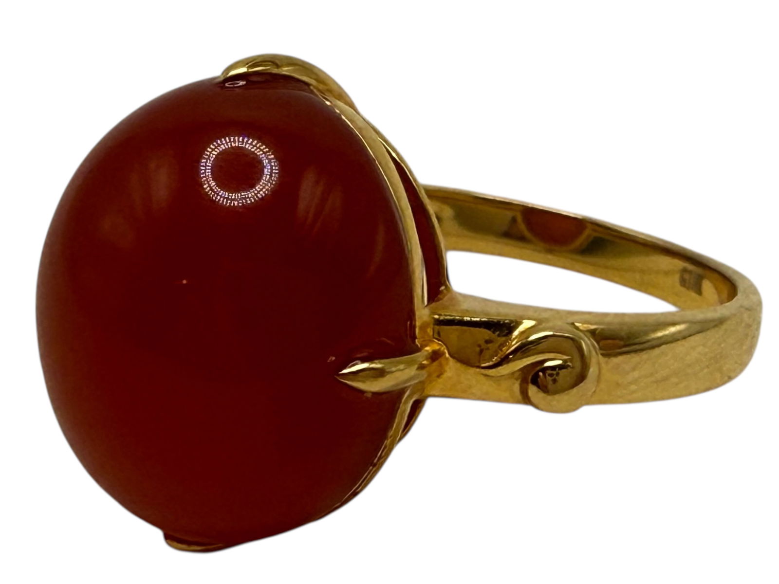 18K Gold Amber Ring - 4