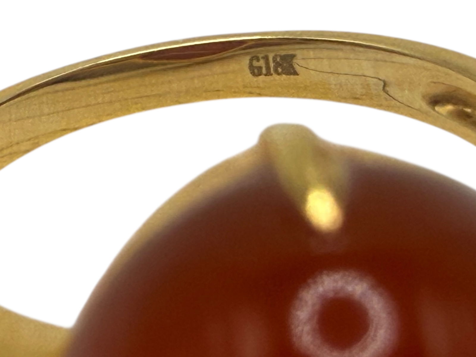 18K Gold Amber Ring - 7