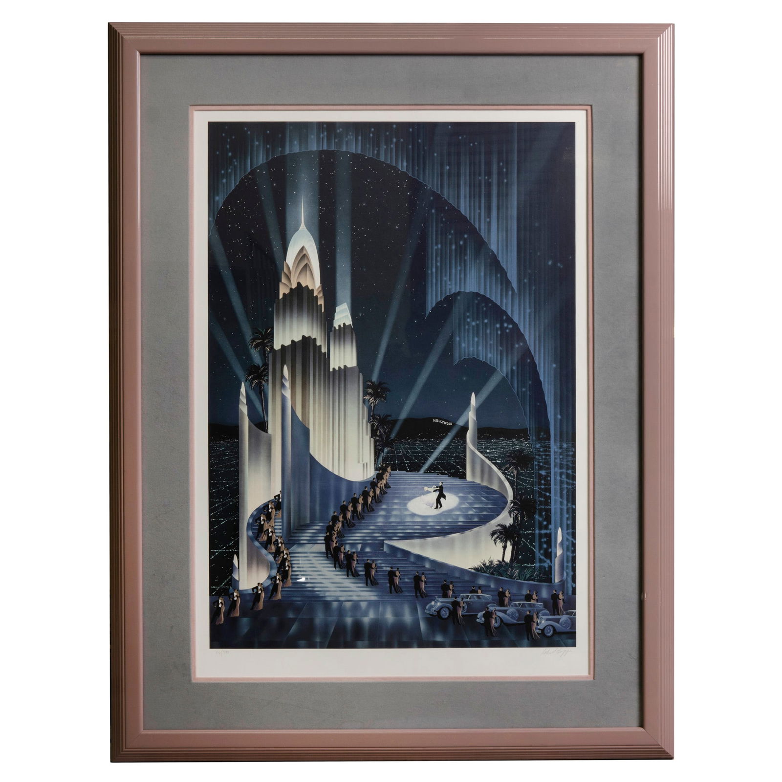 Robert Hoppe (b. 1943 – d. 1989) Color Lithograph: Robert Hoppe (b. 1943 – d. 1989) Color LithographColor lithograph in a light purple tone lacquer frame, signed in pencil on the lower right “Robert Hoppe” (b. 1943 – d. 1989) and