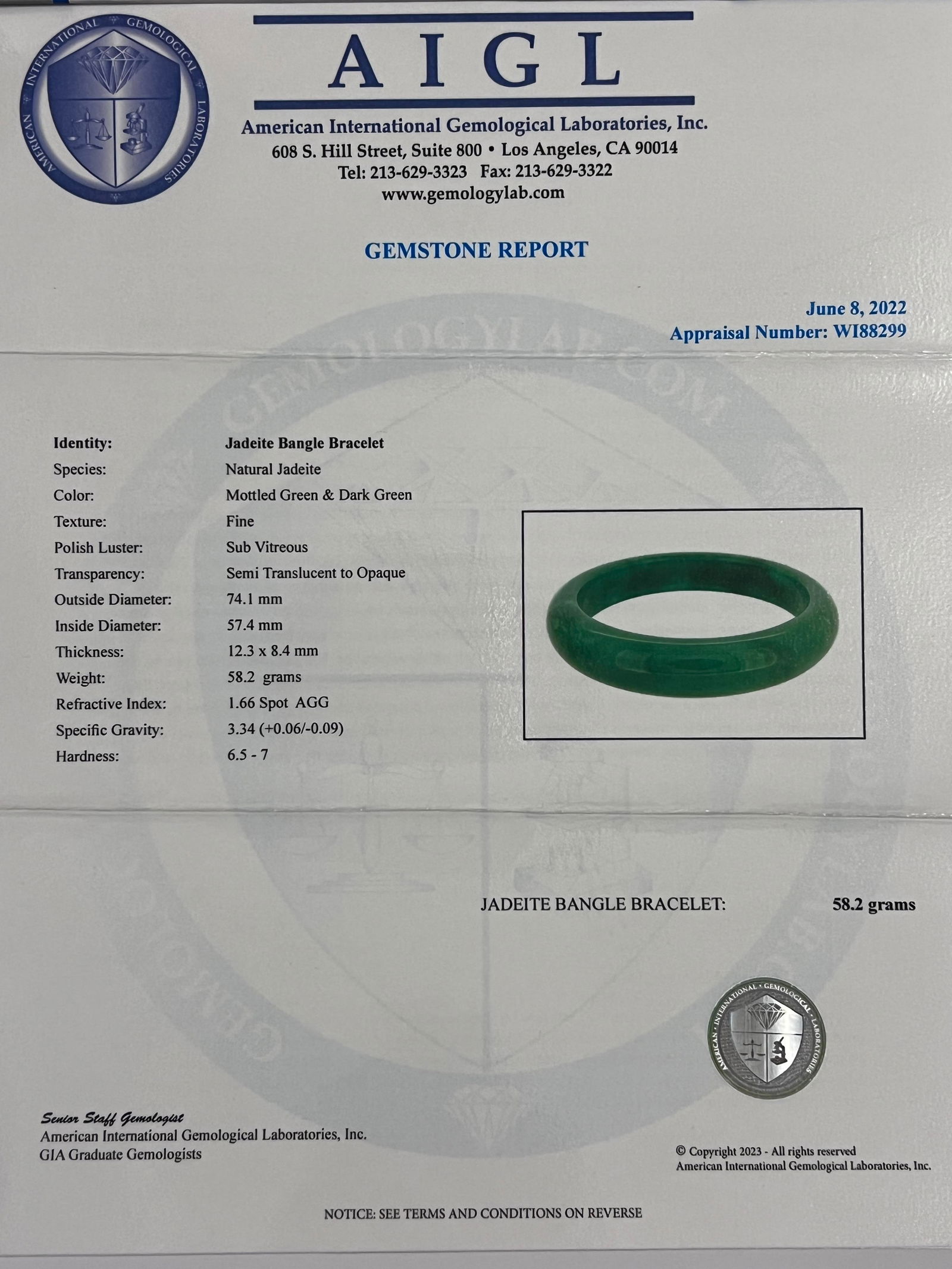 AIGL Certificate Jade Bangle Bracelet - 4