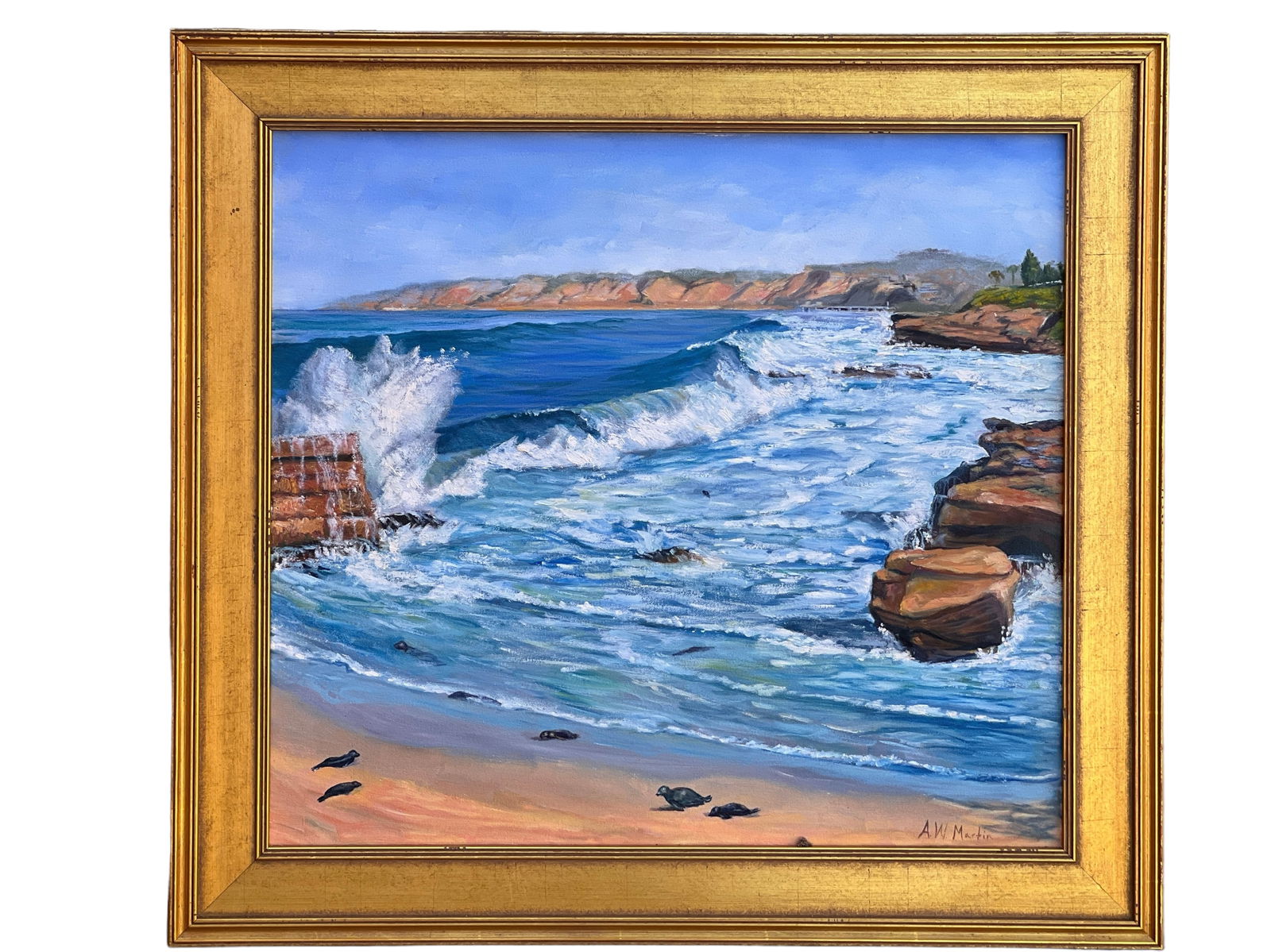 Solana Beach, Signed A. W Martin: Solana Beach, Signed A. W MartinH : 27 1/2 in ( 69.85 cm ) W : 29 1/2 in ( 74.93 cm ) Provenance: Contemporary Masters Gallery In Island in Maui County, Hawaii.
