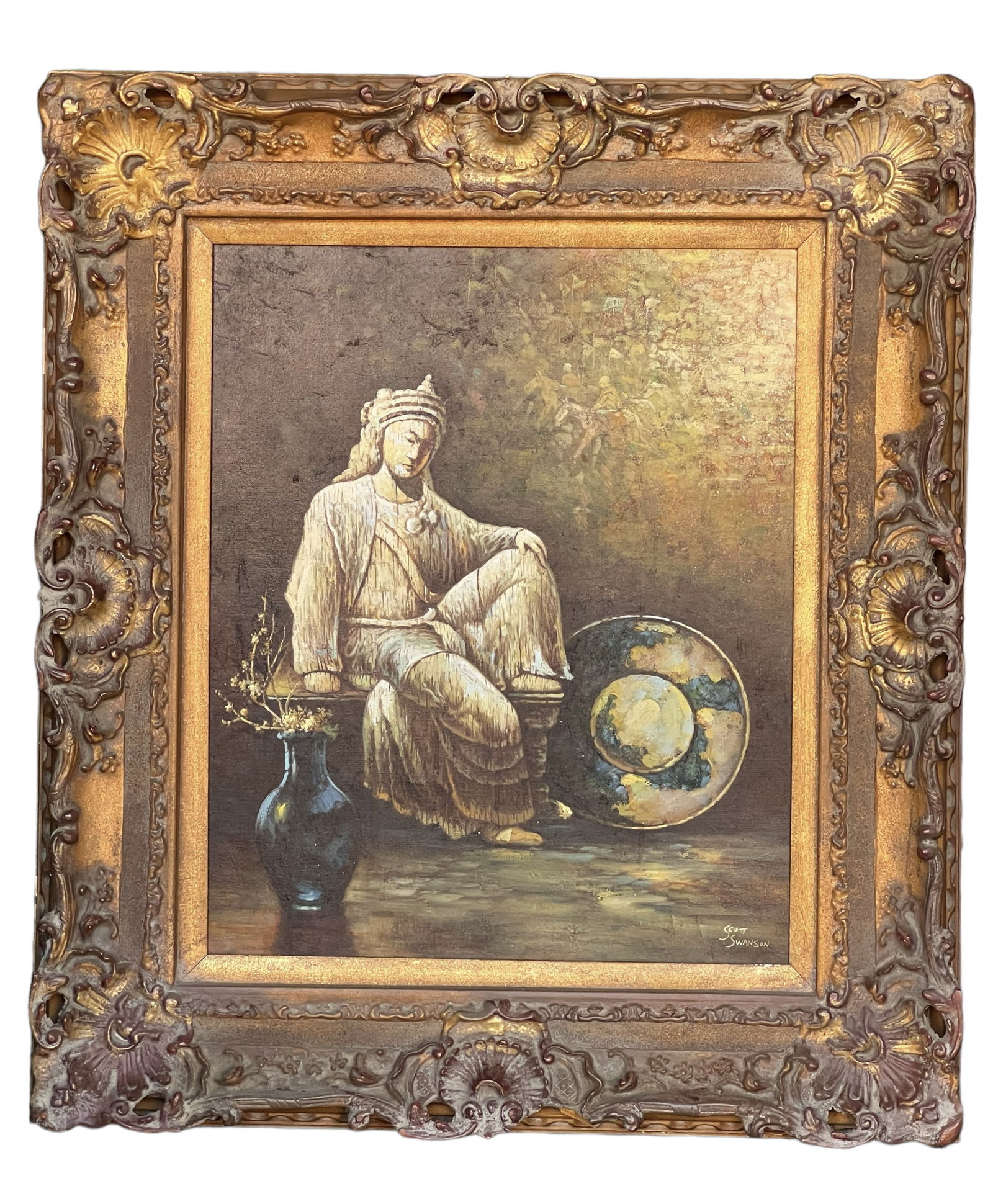 Scott Swanson (20th Century) Oil Painting on Canva: Scott Swanson (20th Century) Oil Painting on CanvaH : 33 3/4 in ( 85.73 cm ) W : 29 1/2 in ( 74.93 cm ) Provenance: Contemporary Masters Gallery In Island in Maui County, Hawaii.