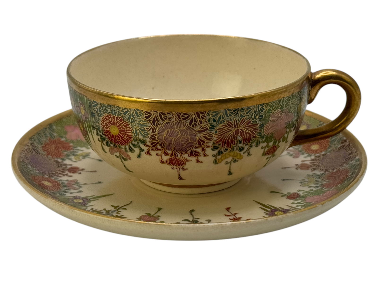 Japanese Satsuma Cup and Saucer: Japanese Satsuma Cup and SaucerH : 5 1/4 in ( 13.34 cm )