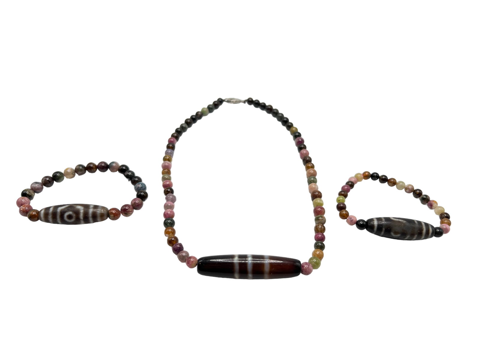 Set of 3 Bzi Style Color Stone Necklace, Bracelets (1 of 6)