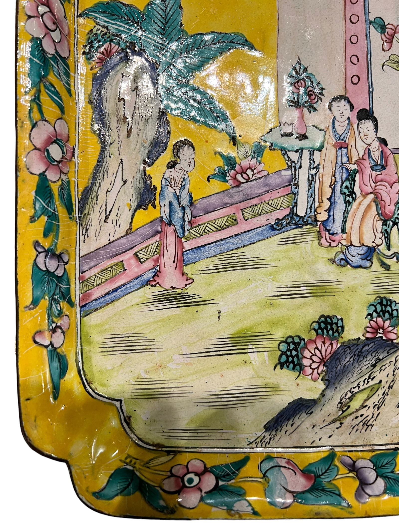 Chinese Enamel Yellow Ground Rectangular Dish - 3