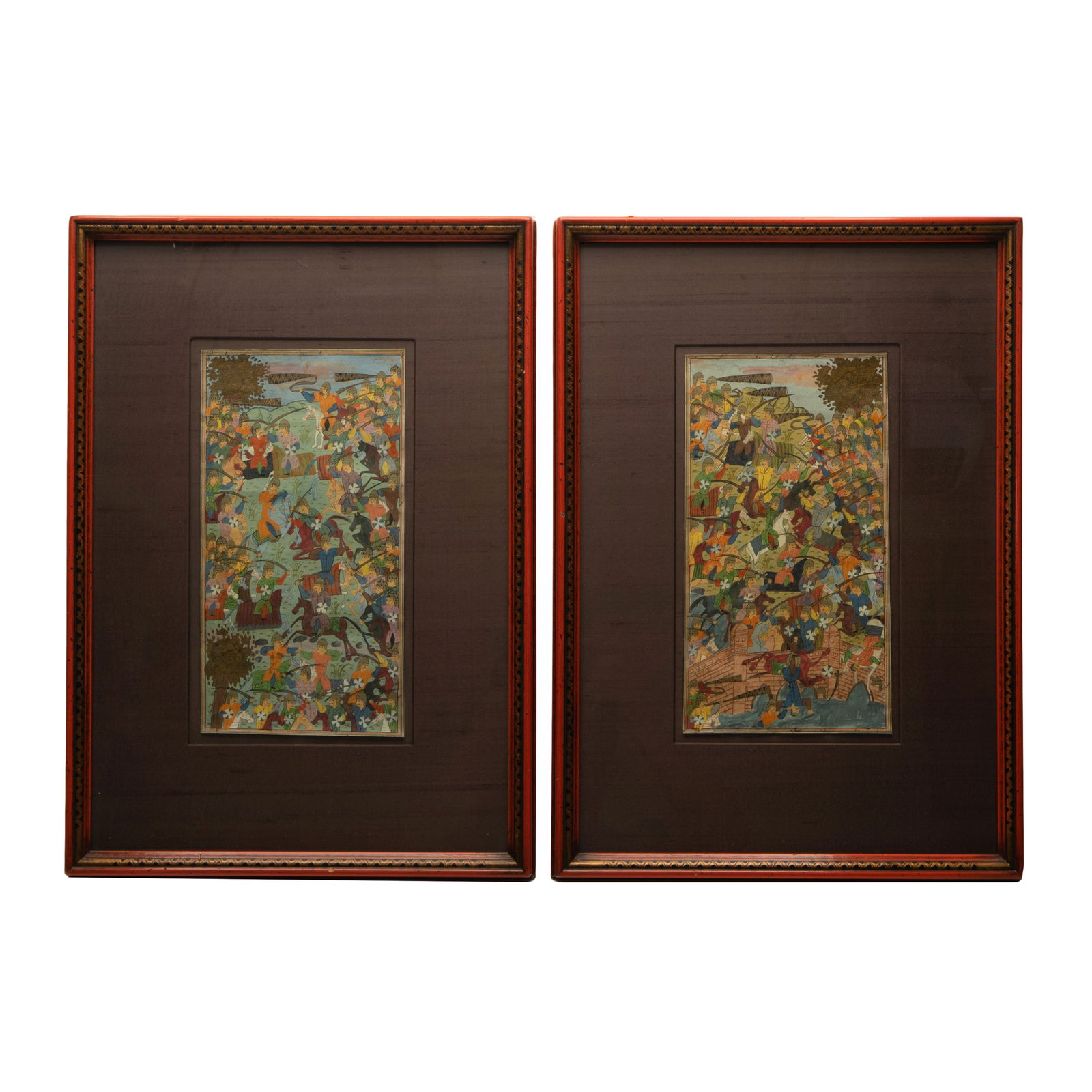 PAIR OF FRAMED MUGHAL INDIA PAINTINGS (1 of 10)