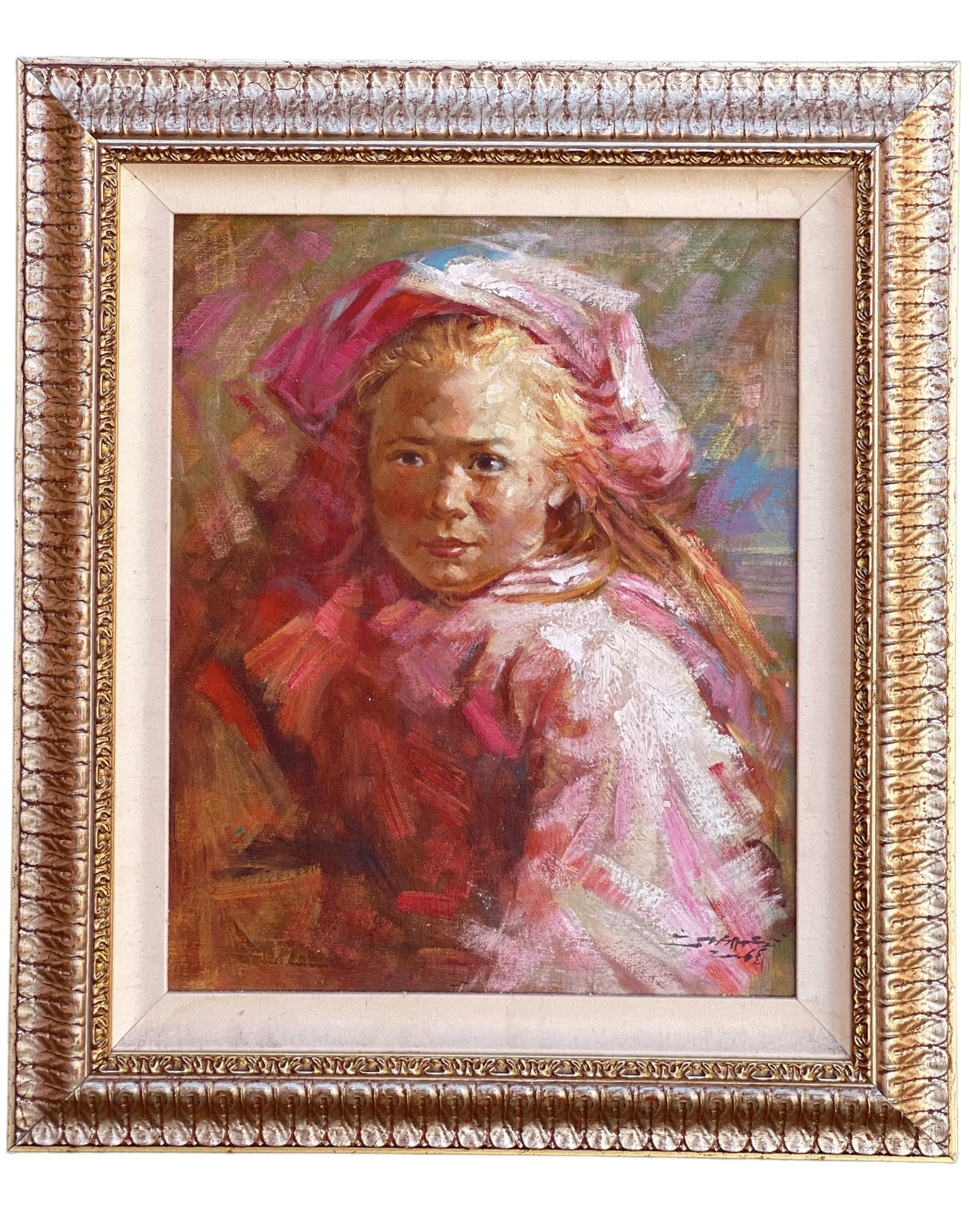 Oil Painting on Canvas, Pioneer Girl, Signed (1 of 4)