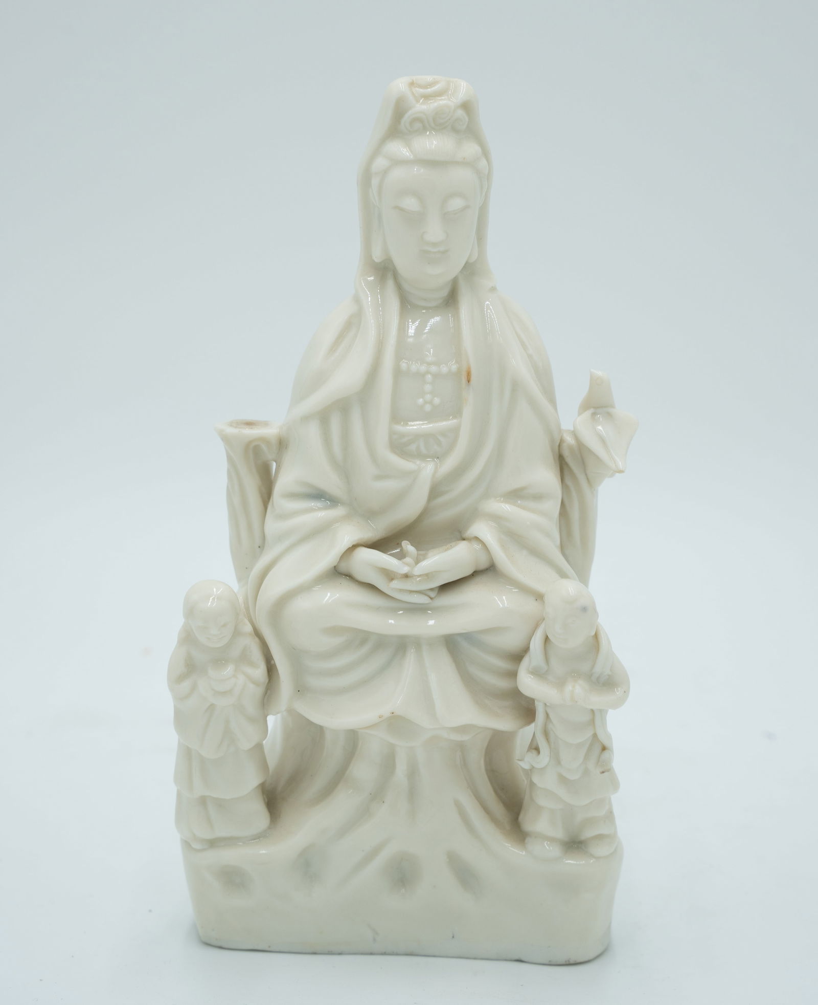 Chinese Blanc de Chine Porcelain Guanyin with Two (1 of 8)