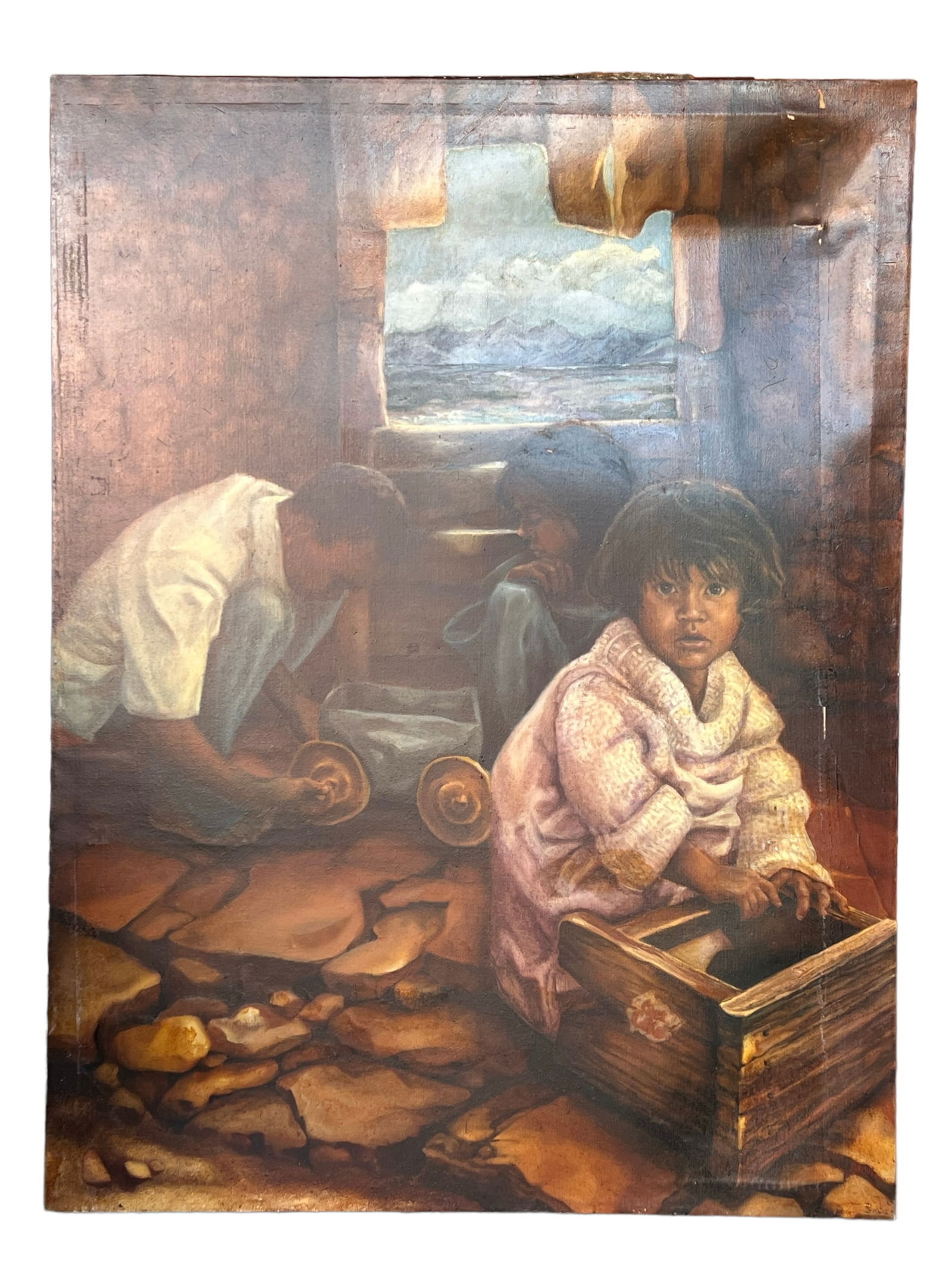 Chinese Oil Painting on Canvas: Chinese Oil Painting on CanvasH : 48 in ( 121.92 cm ) W : 36 in ( 91.44 cm ) Provenance: Contemporary Masters Gallery In Island in Maui County, Hawaii.