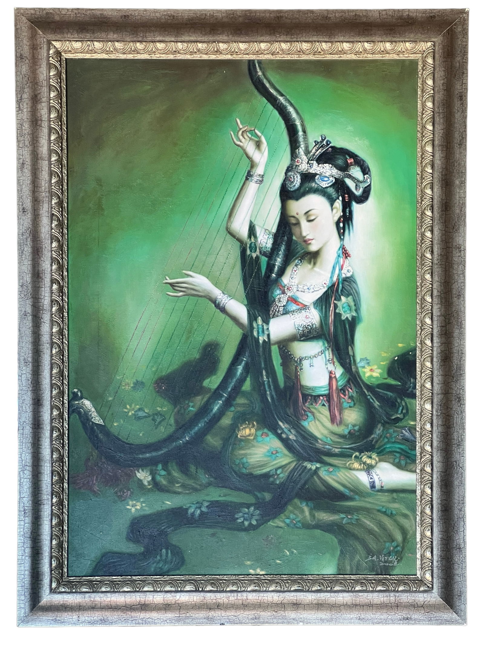 Zhang Xiexiong (Chinese b.1977-) Oil Painting: Zhang Xiexiong (Chinese b.1977-) Oil PaintingLarge Chinese Oil Painting on Canvas, Signed H : 42 in ( 106.68 cm ) W : 30 1/2 in ( 77.47 cm ) Provenance: Contemporary Masters Gallery In Island in