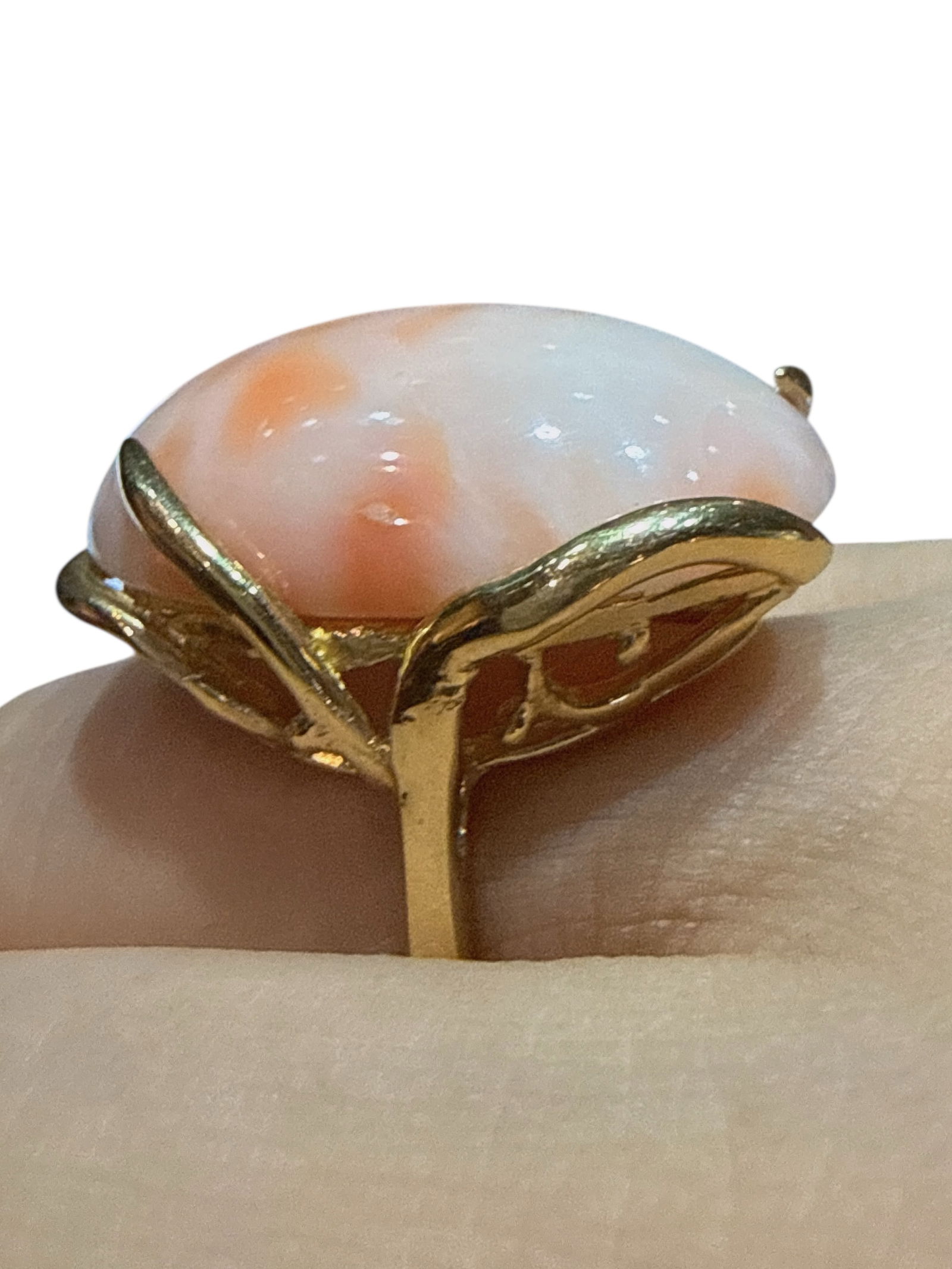Pink coral 14K ring - 3