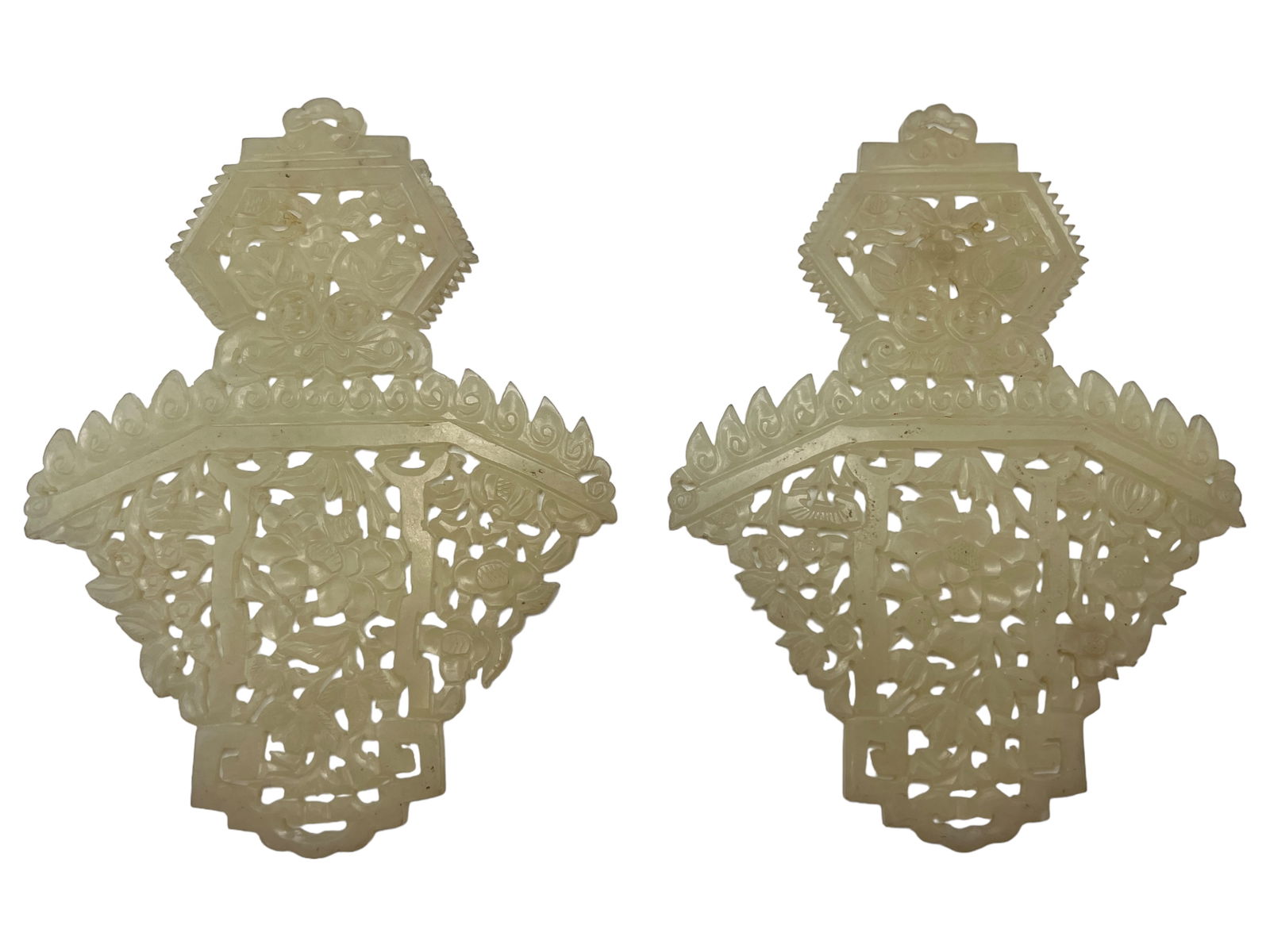 Pair of Jade Openwork Plaques: Pair of Jade Openwork PlaquesH: 5 3/4 inches ( 15 cm)