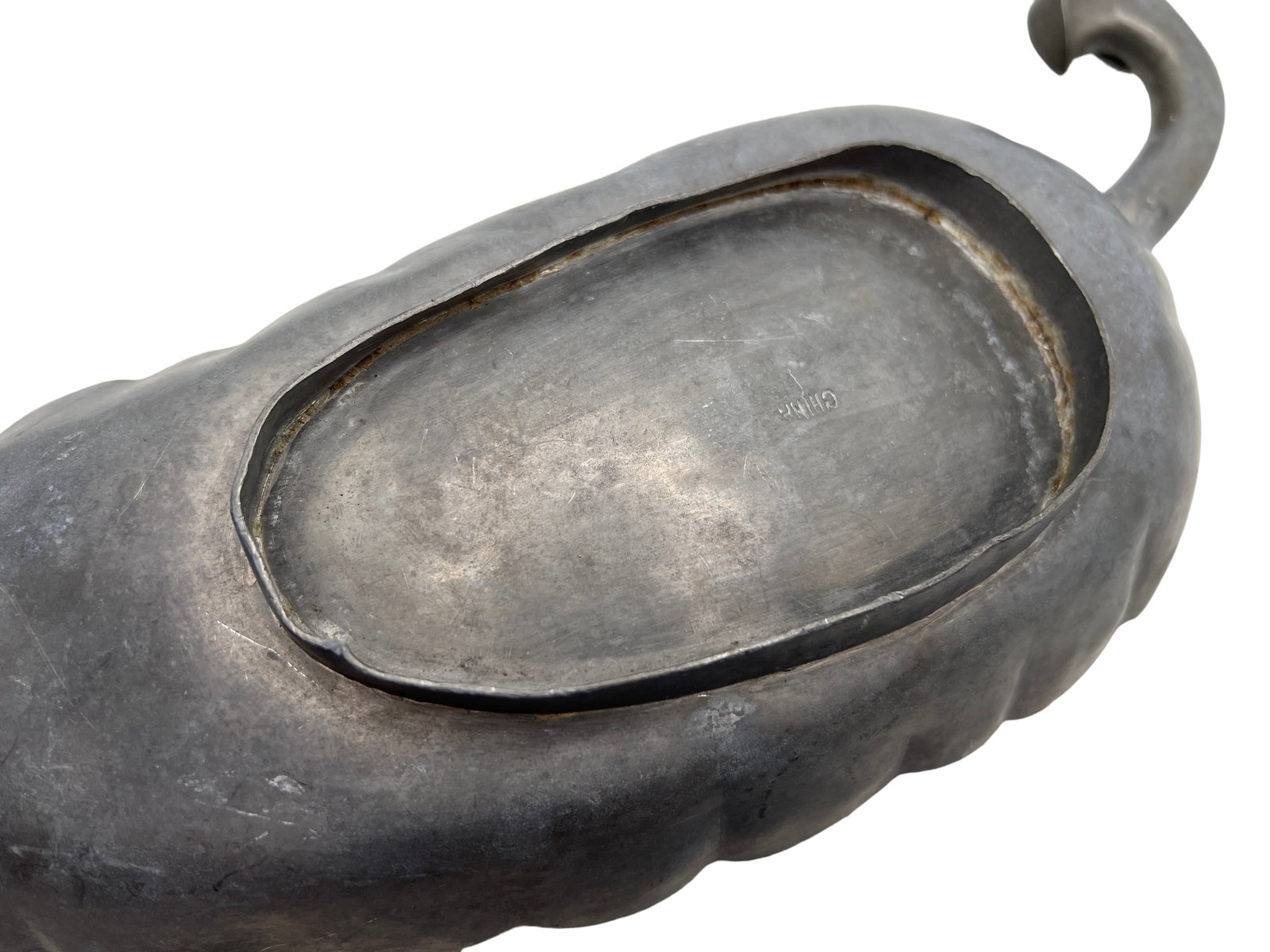 Two Chinese Pewter Leaf Shape Tray - 2