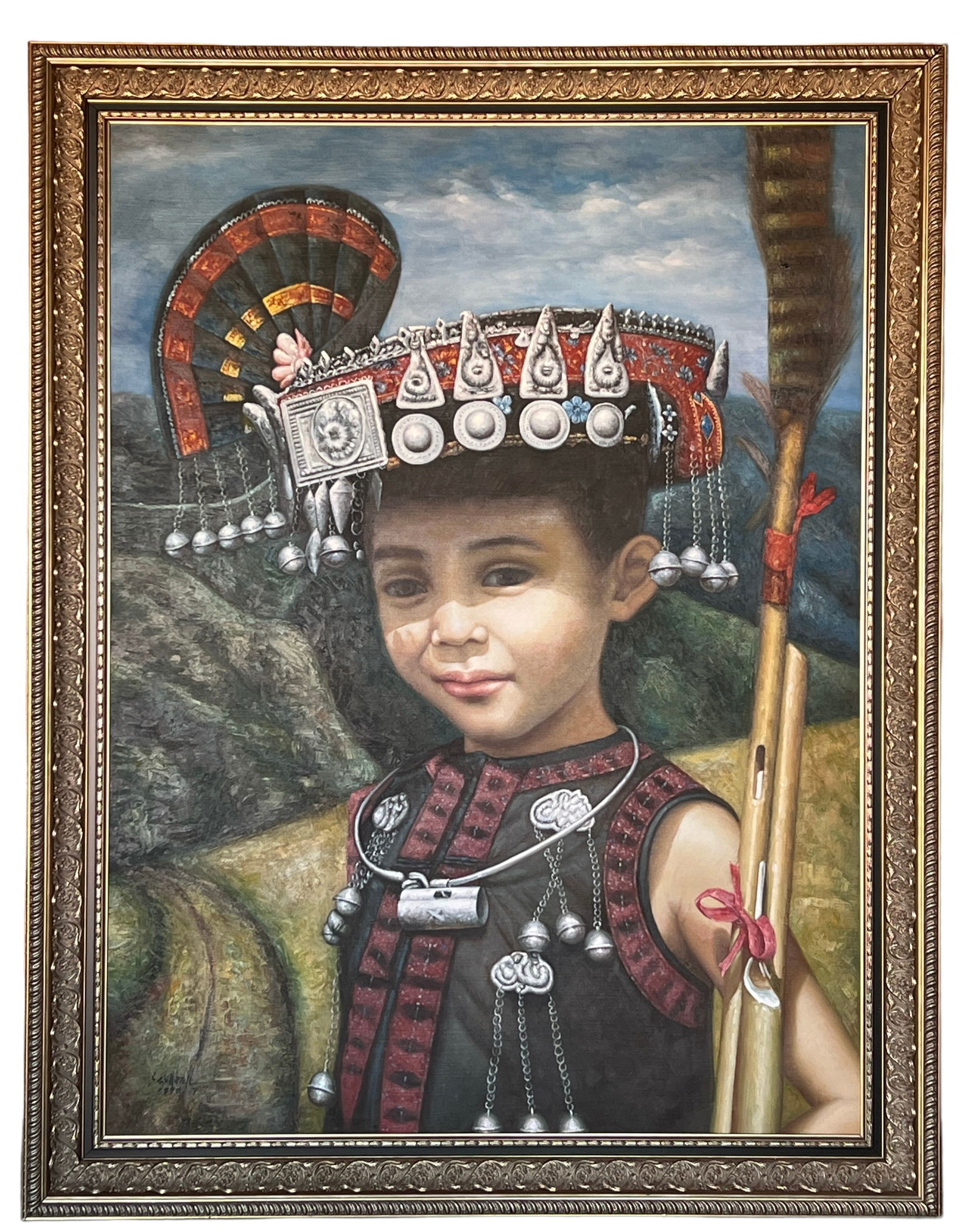 Zhang Xiexiong (Chinese b.1977-) Oil Painting: Zhang Xiexiong (Chinese b.1977-) Oil PaintingChinese Oil Painting on Canvas, Signed H : 55 in ( 139.7 cm ) W : 43 1/4 in ( 109.86 cm ) Provenance: Contemporary Masters Gallery In Island in Maui