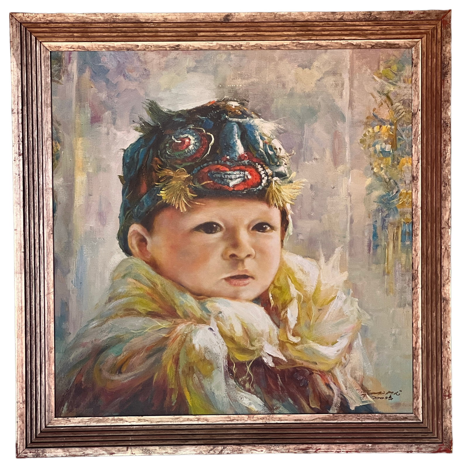 Chinese Oil Painting on Canvas,Dragon Boy, Signed: Chinese Oil Painting on Canvas,Dragon Boy, SignedH : 36 1/2 in ( 92.71 cm ) W : 36 1/4 in ( 92.08 cm ) Provenance: Contemporary Masters Gallery In Island in Maui County, Hawaii.