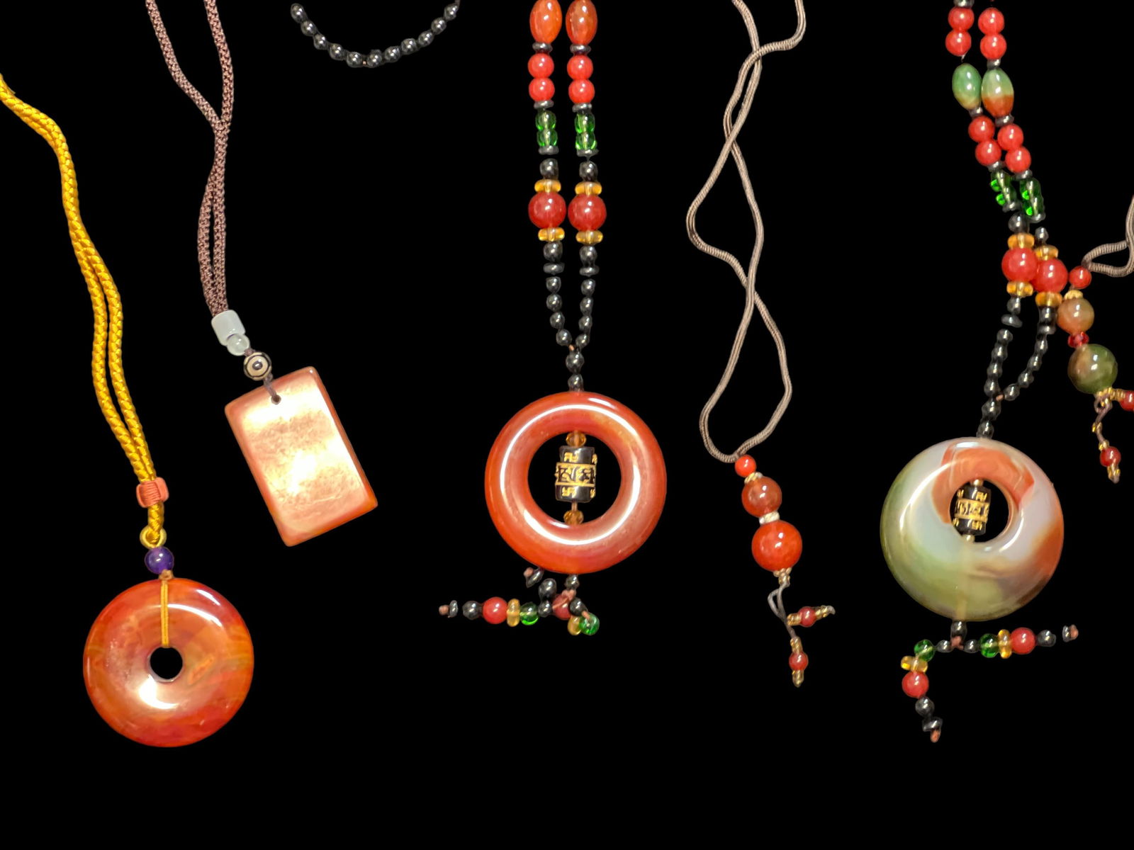 Group Red Stone / Jade Pandents - 2