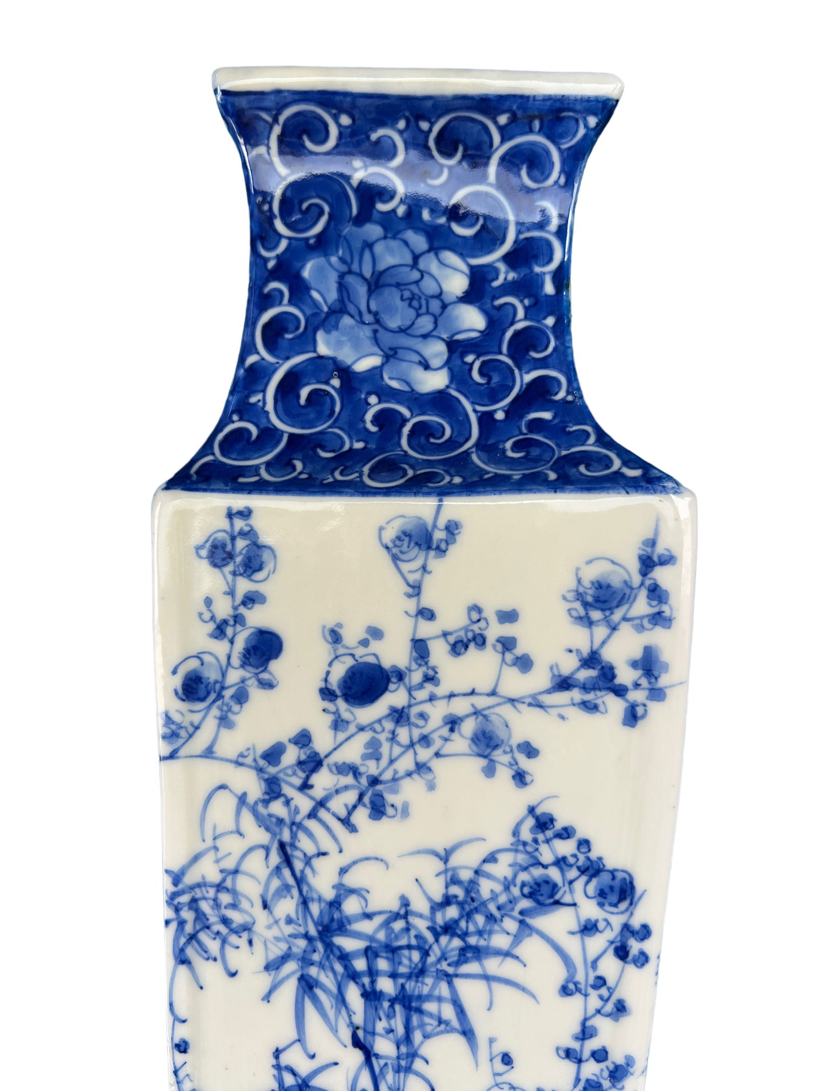 BLUE AND WHITE SQUARE BALUSTER VASE - 2