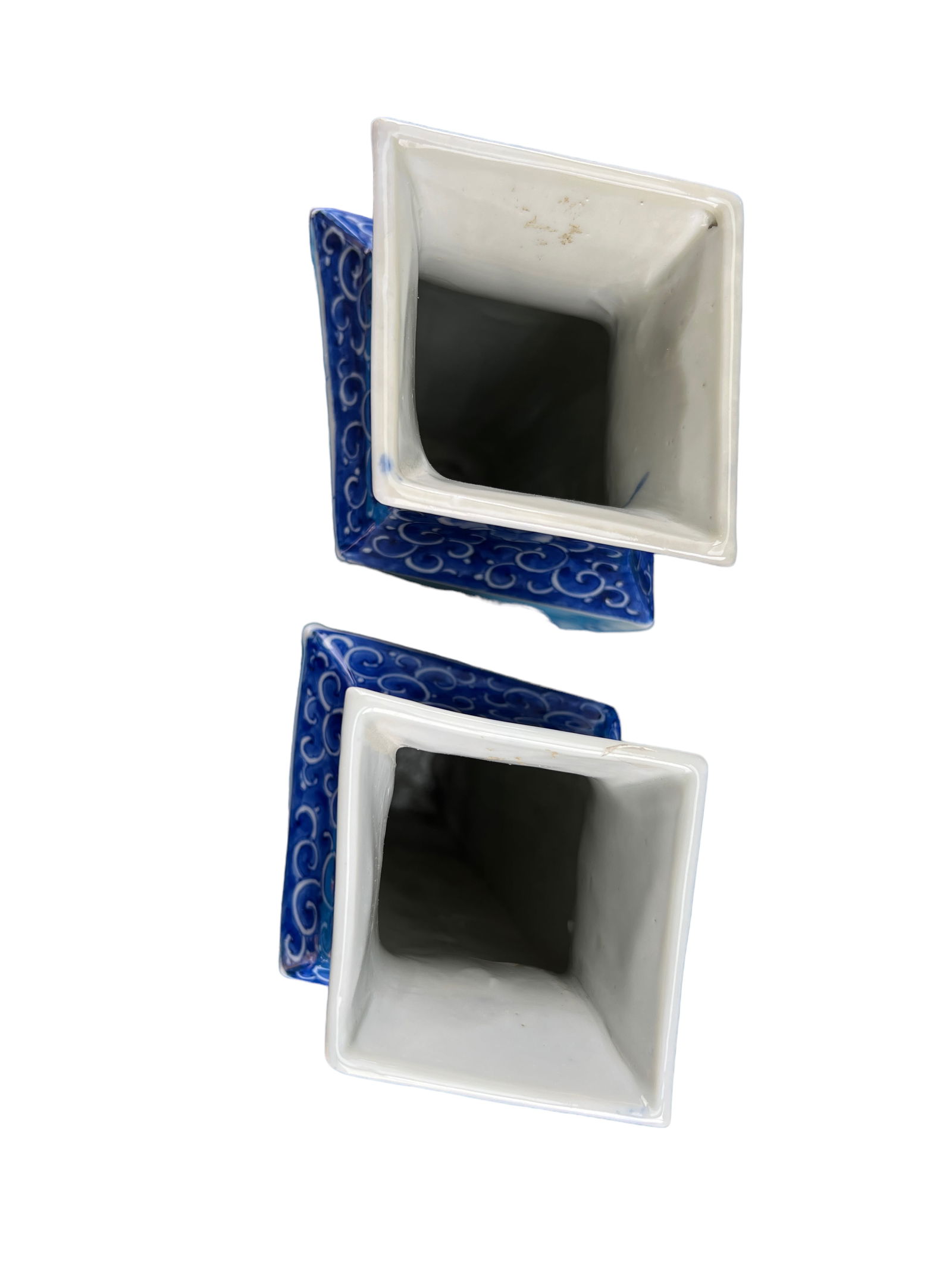 BLUE AND WHITE SQUARE BALUSTER VASE - 6