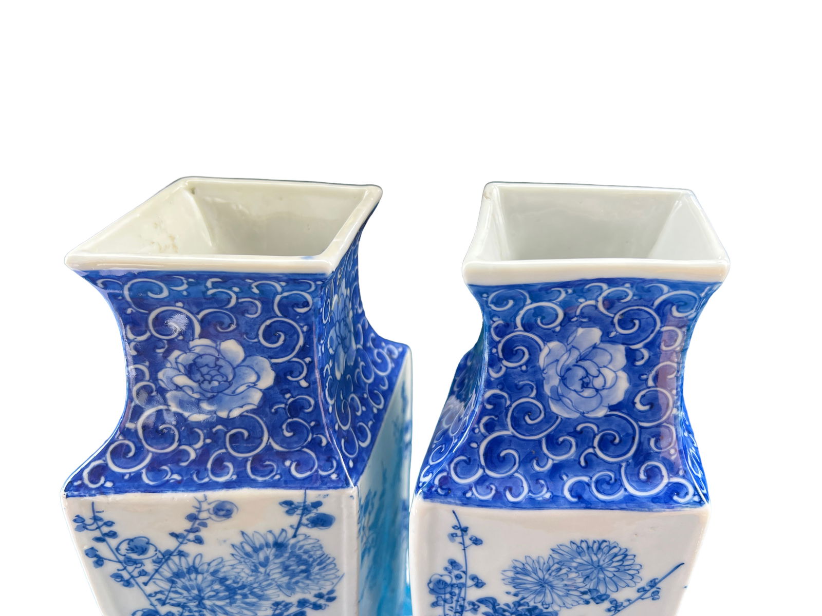 BLUE AND WHITE SQUARE BALUSTER VASE - 7