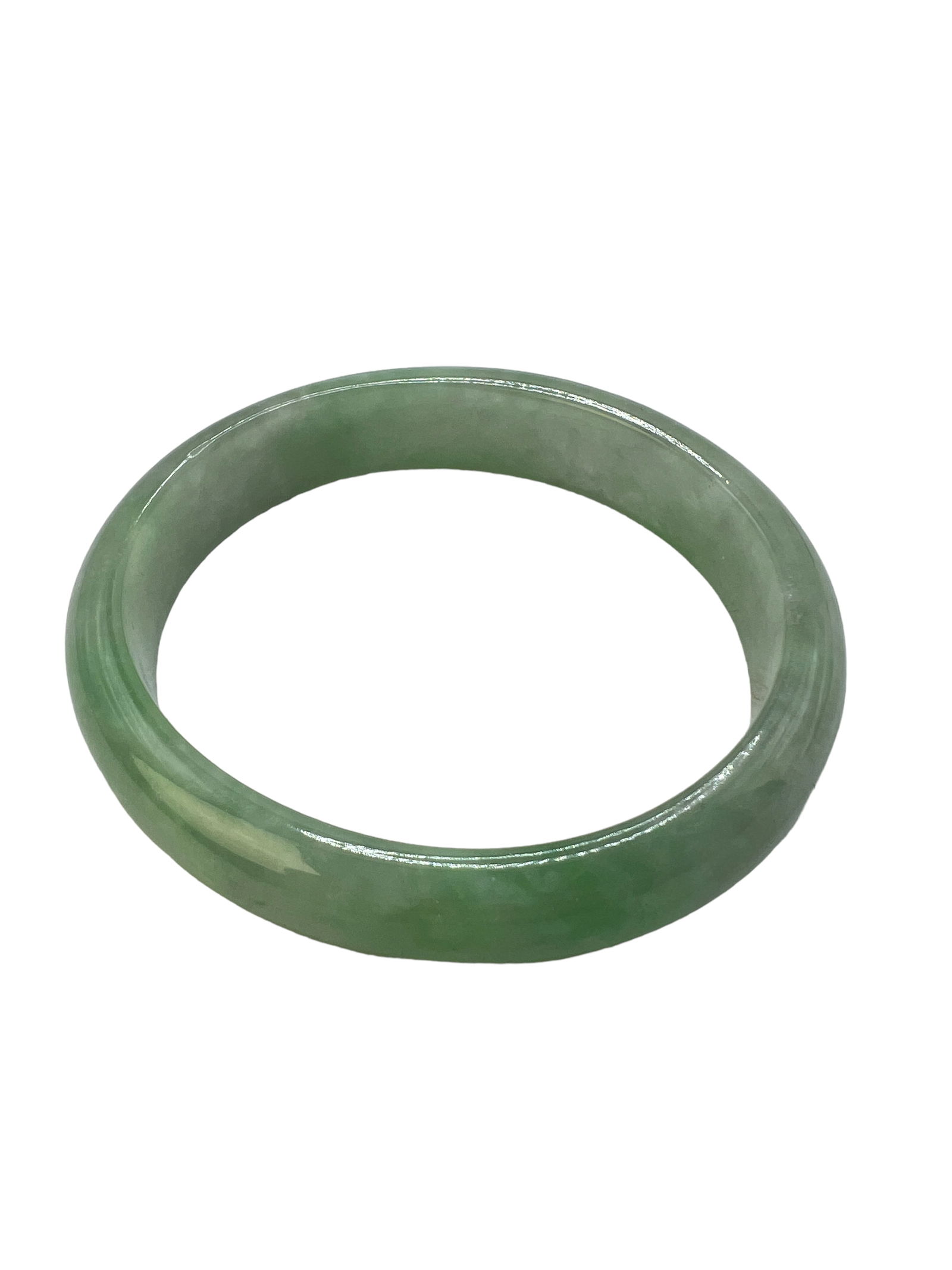 TWO JADE / GREEN STONE BANGLES, OVAL-SHAPED - 2