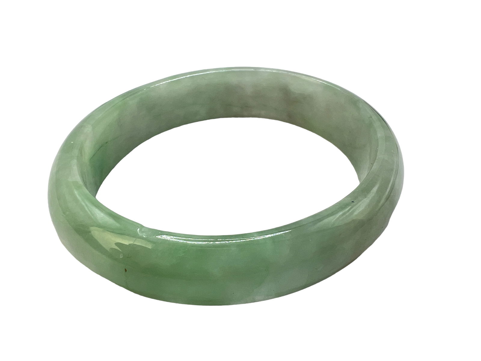 TWO JADE / GREEN STONE BANGLES, OVAL-SHAPED - 4
