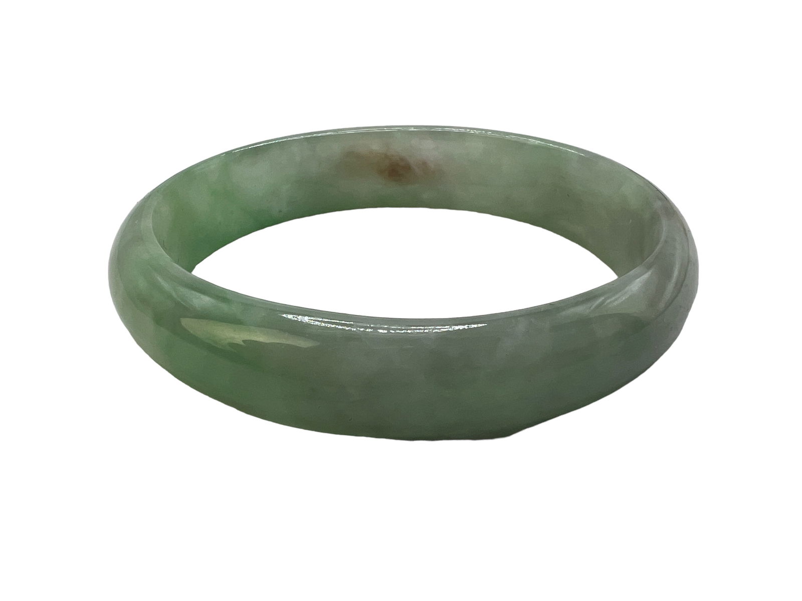 TWO JADE / GREEN STONE BANGLES, OVAL-SHAPED - 5