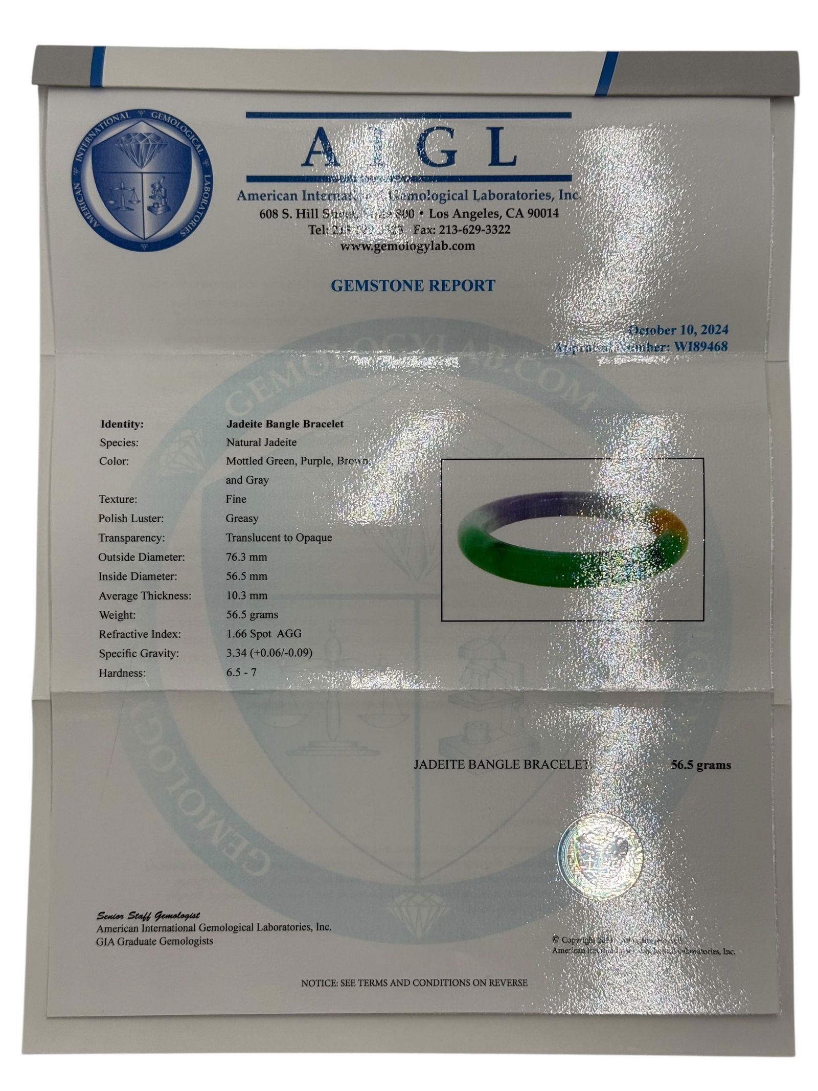 AIGL Certified Natural Jadeite Bangle - 6