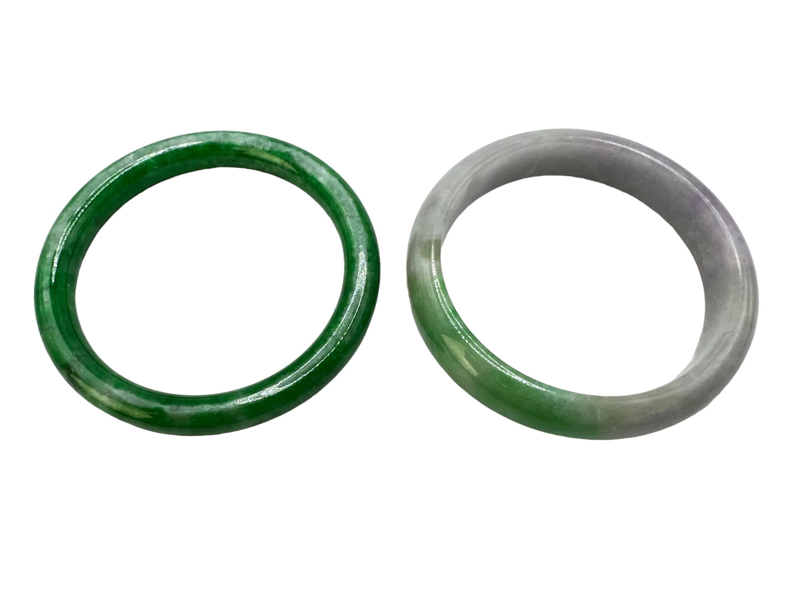 TWO JADE / GREEN STONE BANGLES - 2