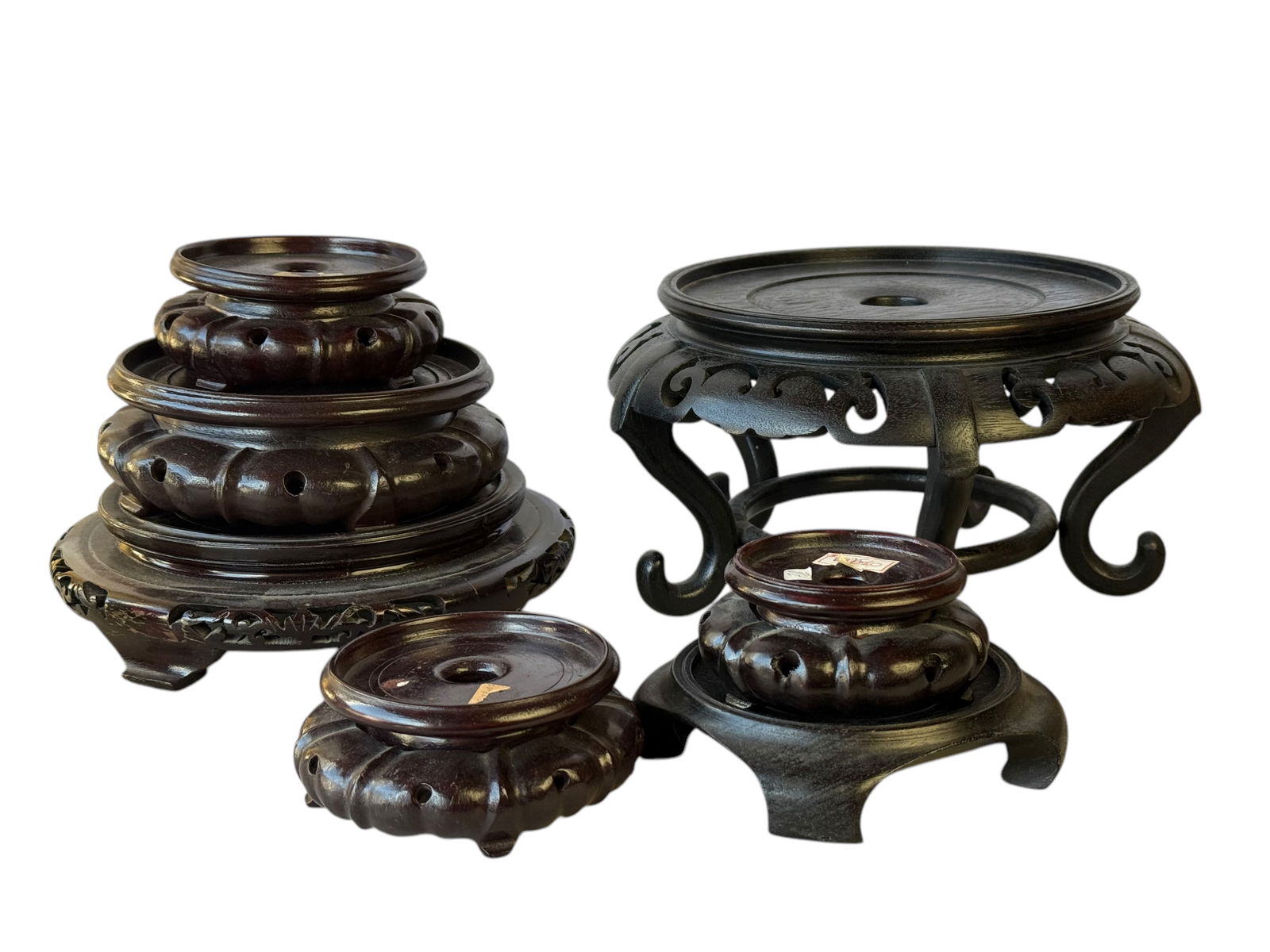A Group of Wooden Stands: A Group of Wooden StandsThe Largest: H : 6 in ( 15.24 cm ) W : 10 3/4 in ( 27.31 cm )