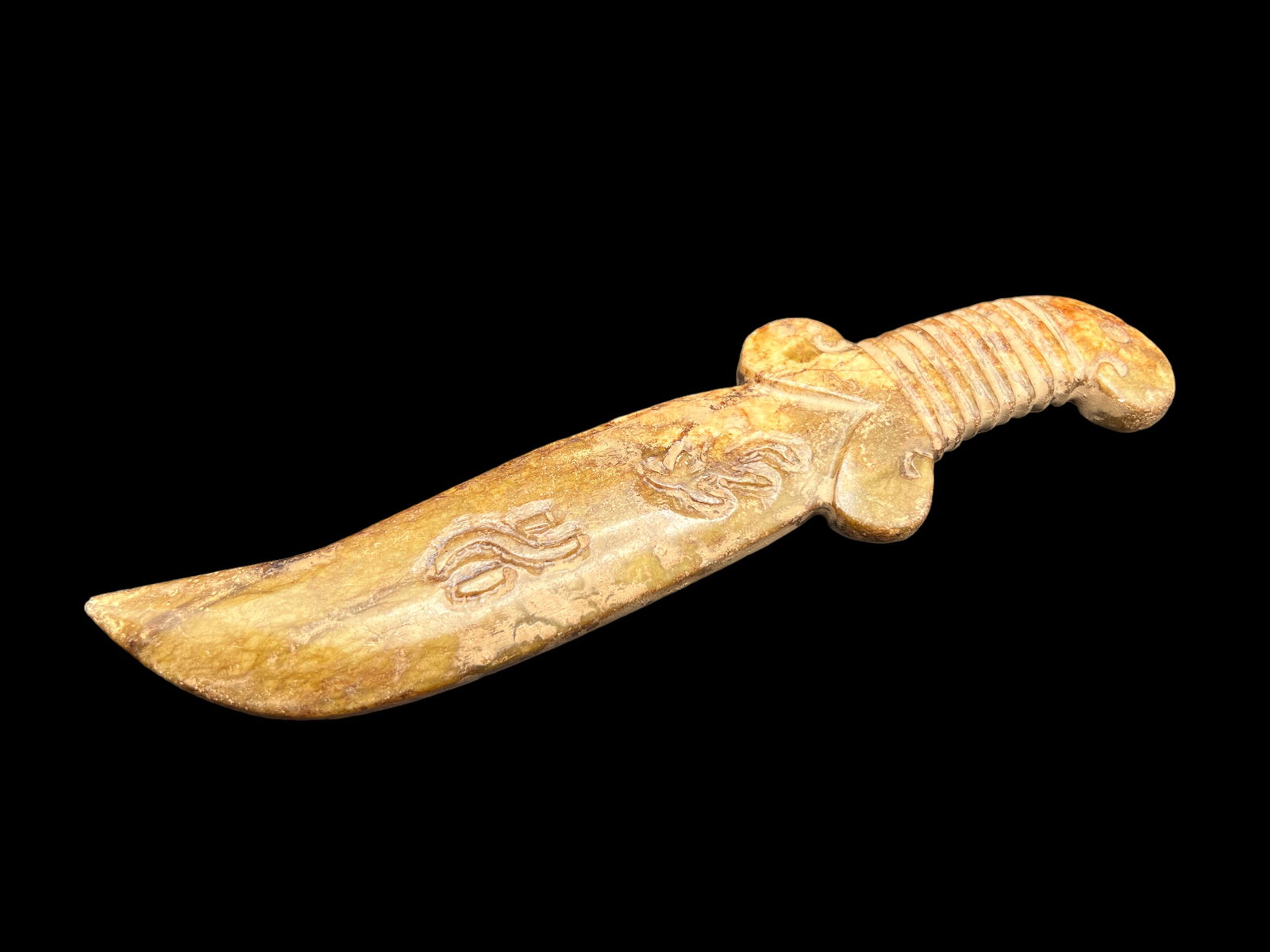 Two Jade Nephrite Stone Swords - 5